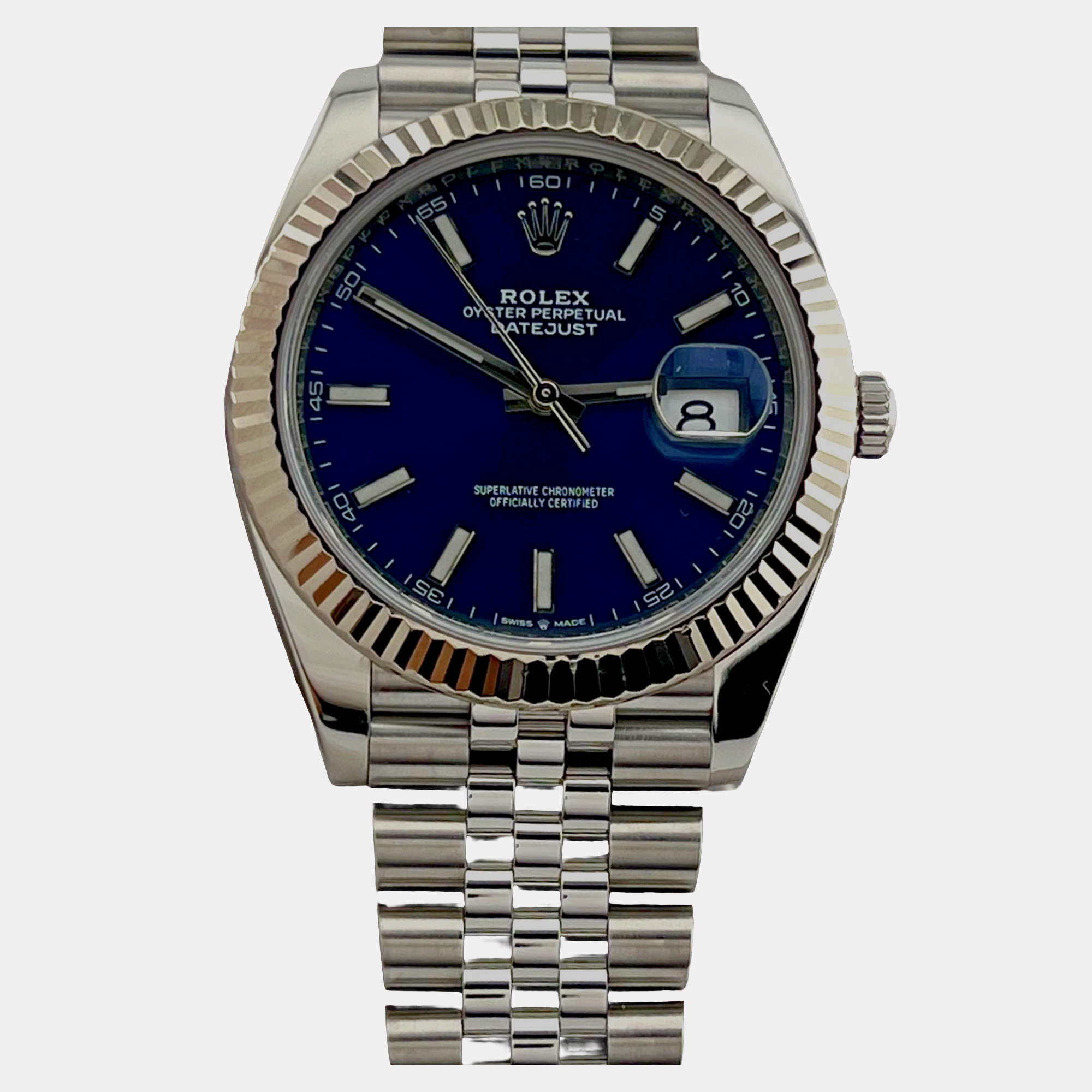 Pre Owned Rolex Datejust 41 126334 Automatic Blue Dial 18k White Gold Stainless Steel Men's Wristwatch 41 mm