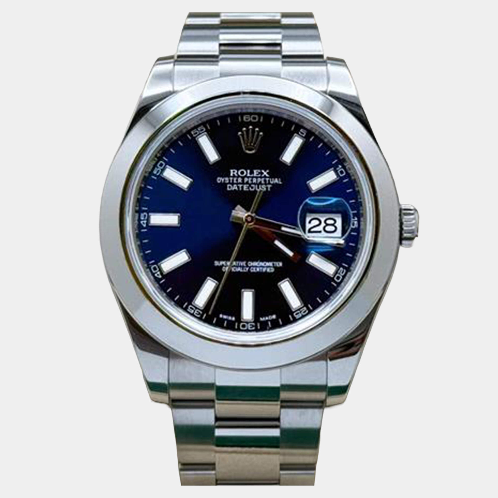 Pre Owned Rolex Datejust II 116300 Automatic Blue Dial Stainless Steel Men's Wristwatch 41 mm