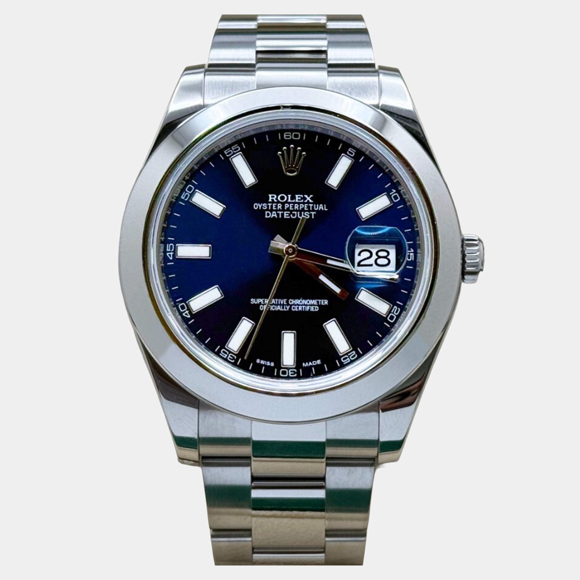 Pre Owned Rolex Datejust II 116300 Automatic Blue Dial Stainless Steel Men's Wristwatch 41 mm