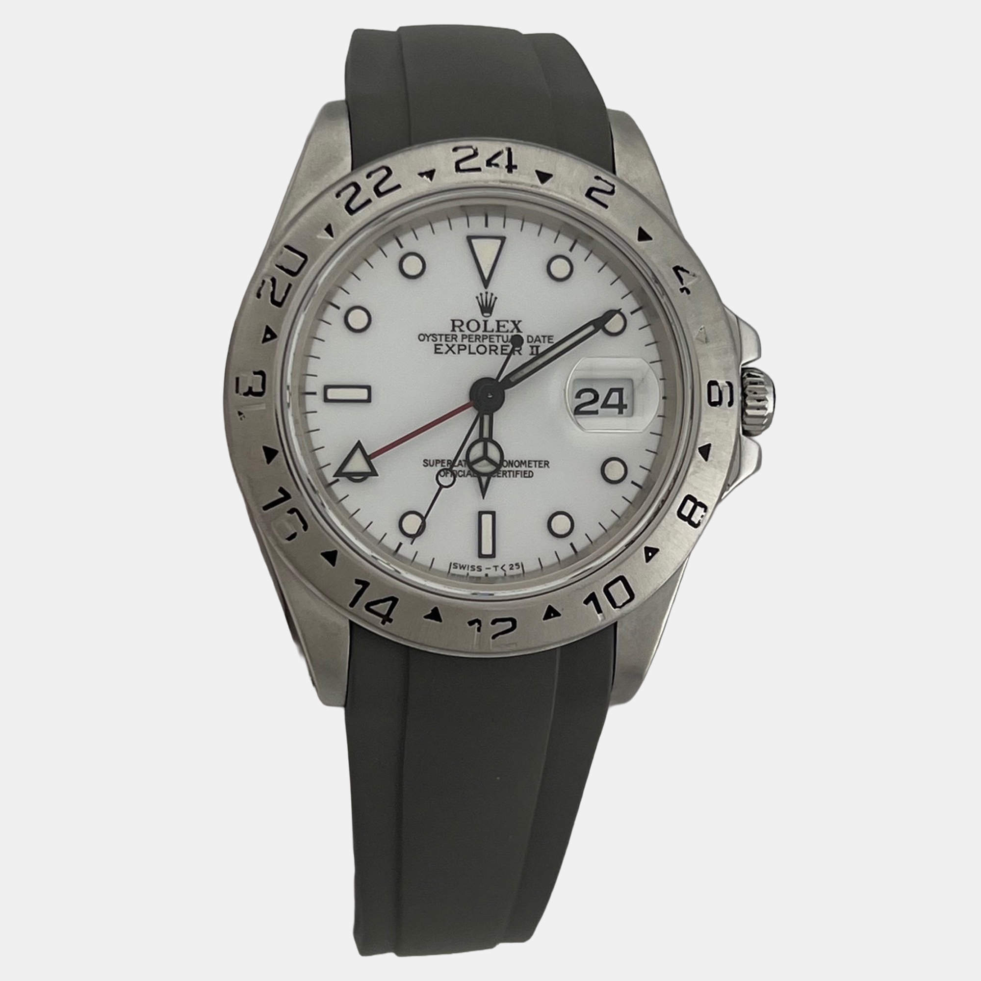 Pre Owned Rolex Explorer II 16570 Automatic White Dial Stainless Steel Men's Wristwatch 40 mm