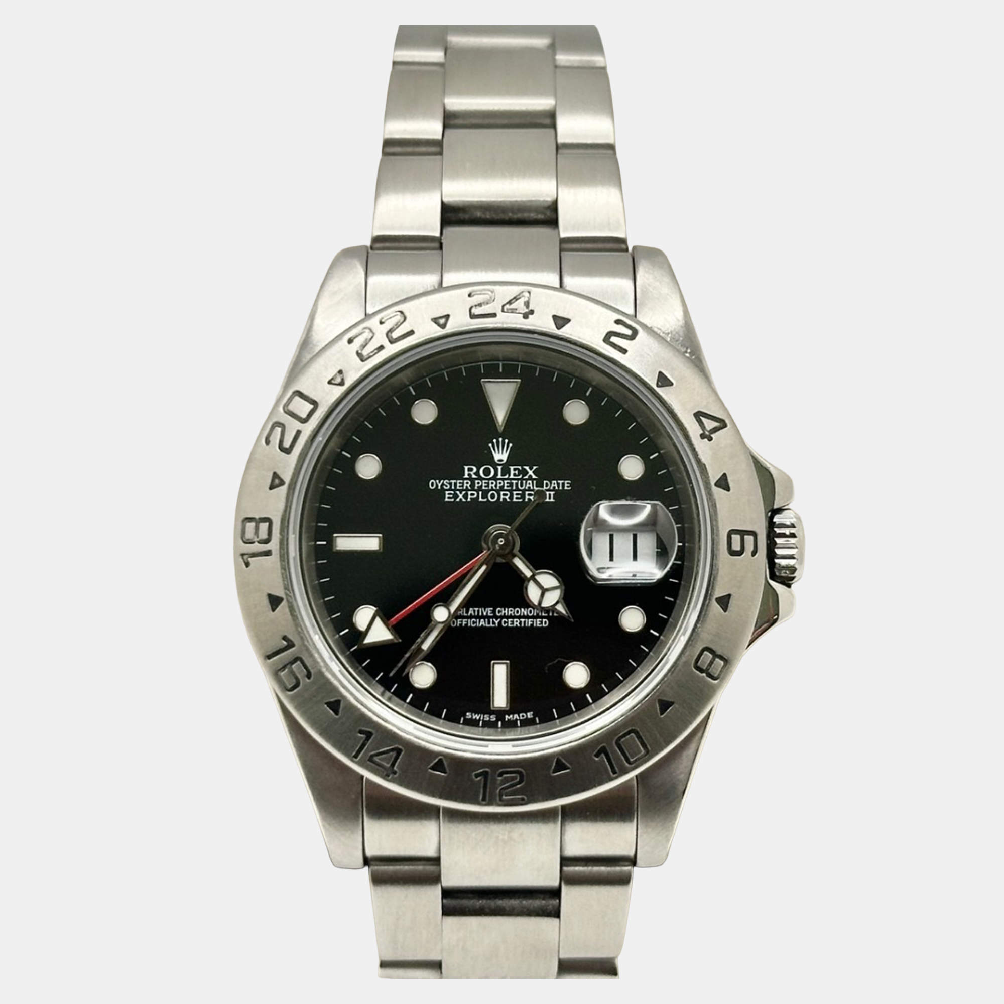 Pre Owned Rolex Explorer II 16570 Automatic Black Dial Stainless Steel Men's Wristwatch 40 mm