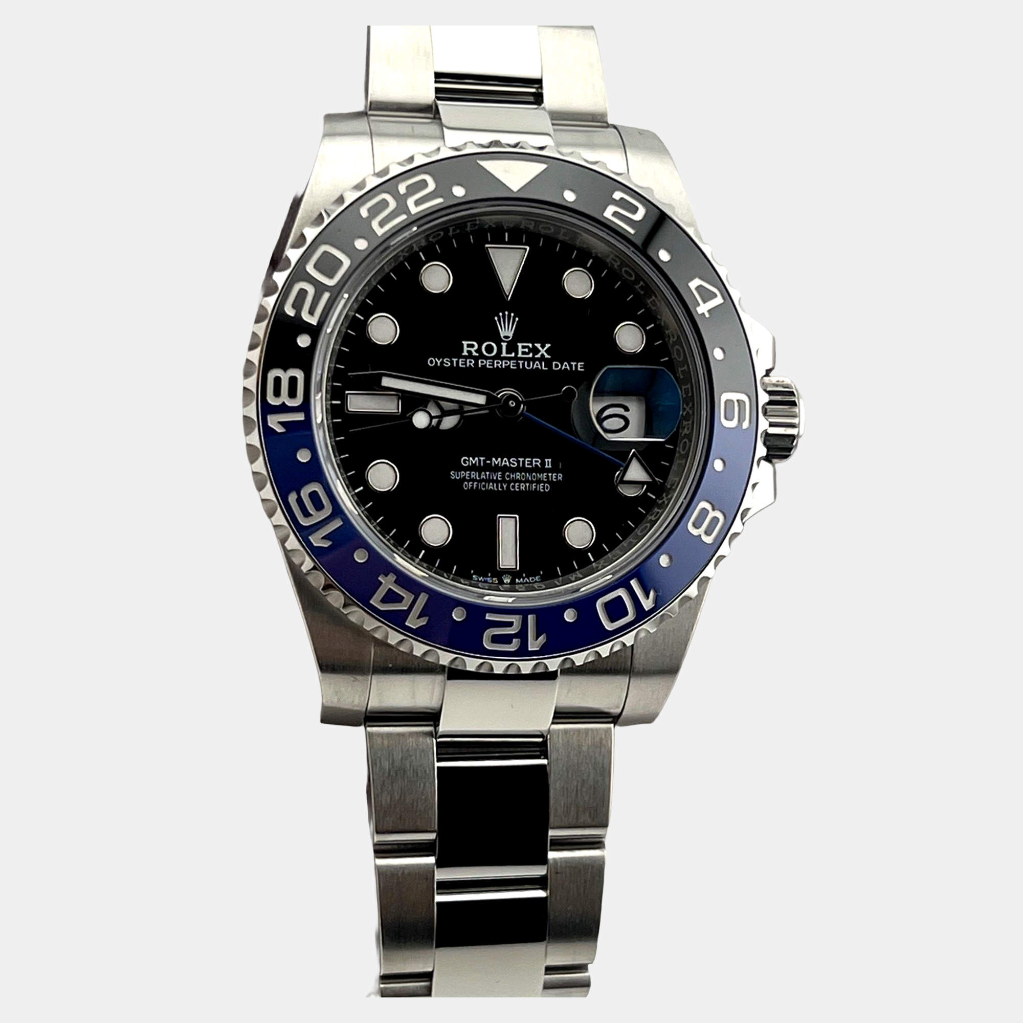 Pre Owned Rolex GMT-Master II 'Batman' 126710BLNR Automatic Black Dial Stainless Steel Men's Wristwatch 40 mm