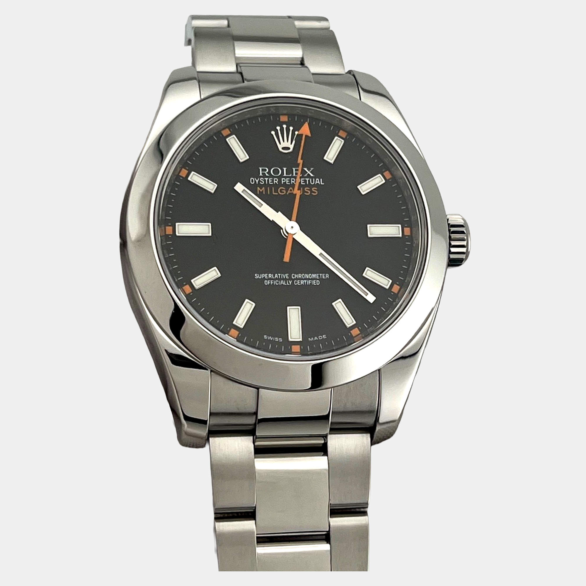 Pre Owned Rolex Milgauss 116400 Automatic Black Dial Stainless Steel Men's Wristwatch 40 mm