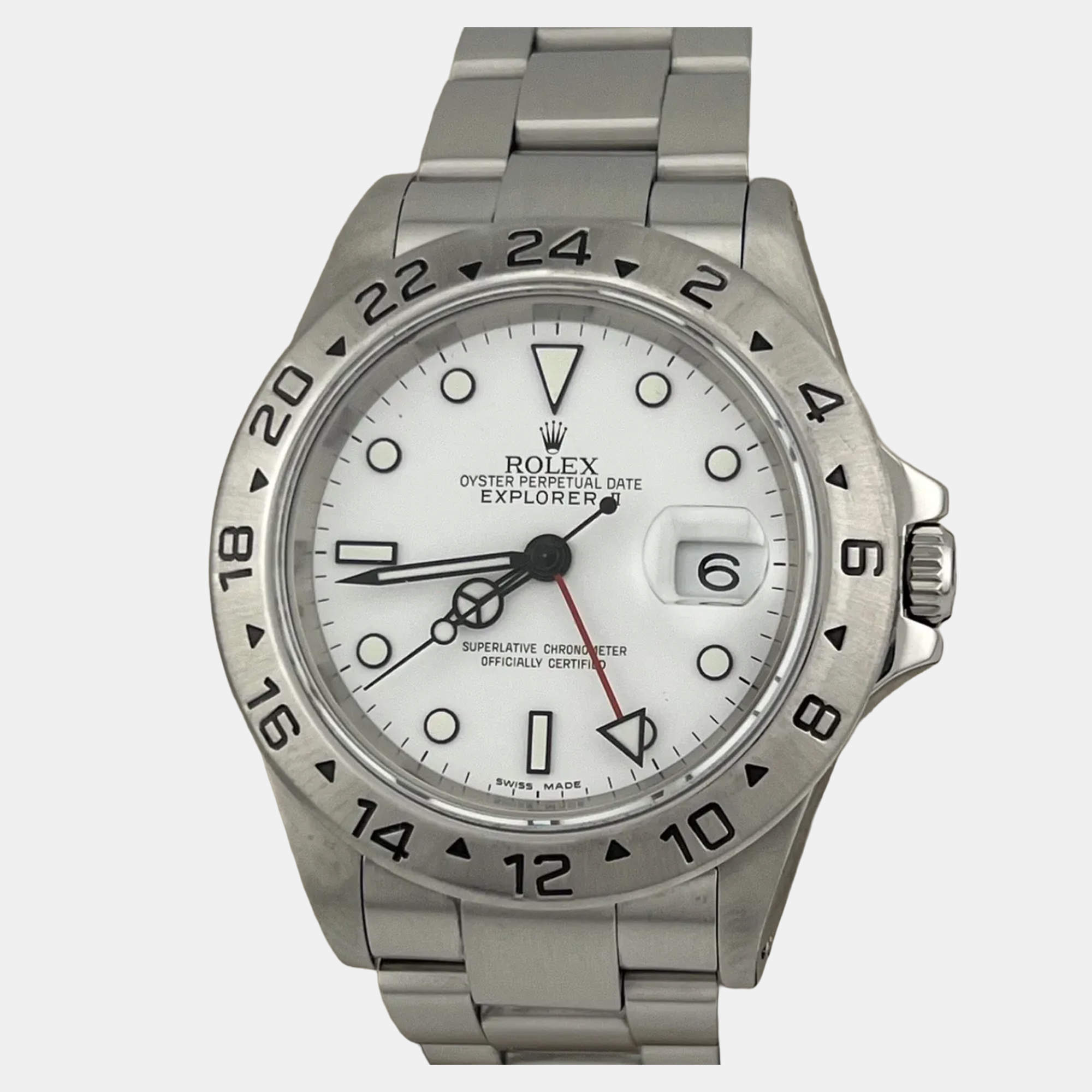 Pre Owned Rolex Explorer II 16570 Automatic White Stainless Steel Men's Wristwatch 40 mm