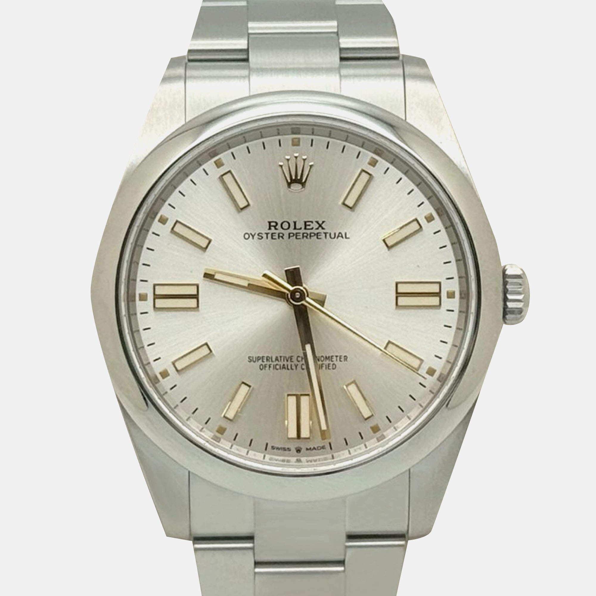 Pre Owned Rolex Oyster Perpetual 124300 Automatic Silver Stainless Steel Men's Wristwatch 41 mm