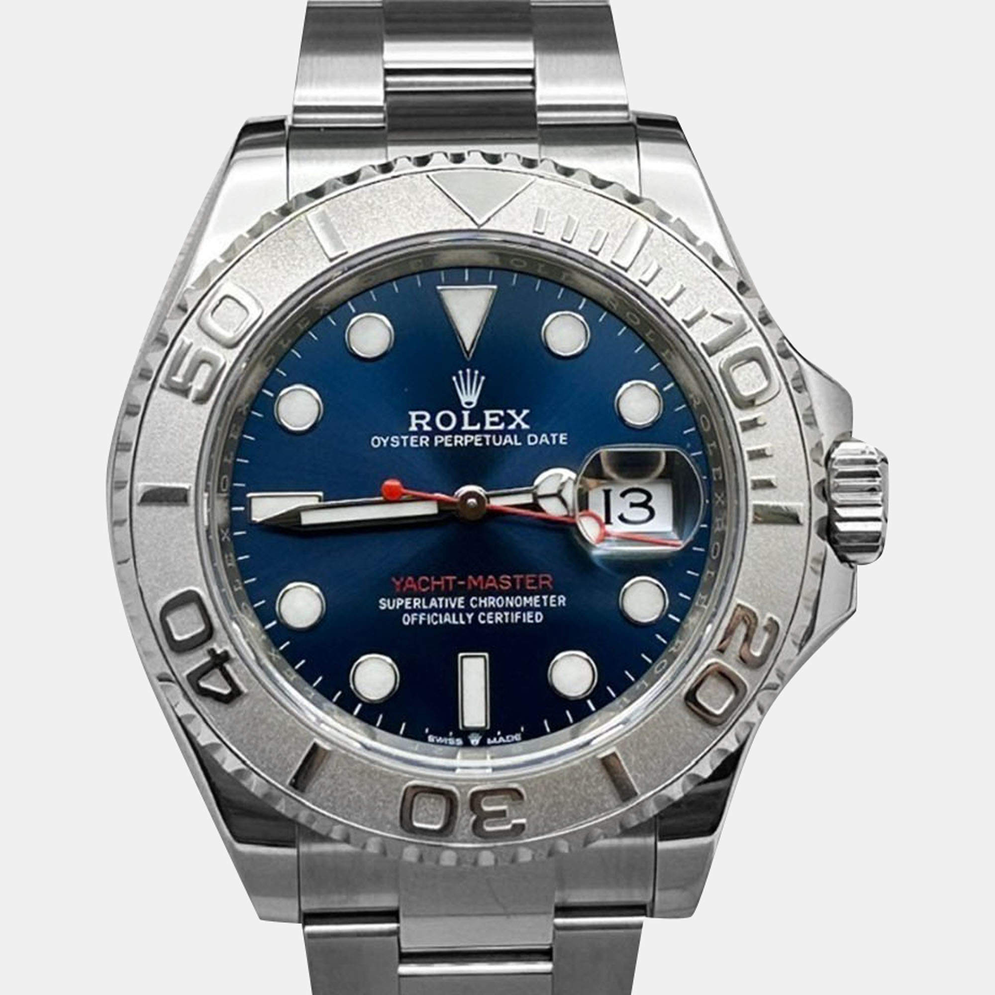 Pre Owned Rolex Yacht Master 126622 Automatic Blue Platinum Stainless Steel Men's Wristwatch 40 mm