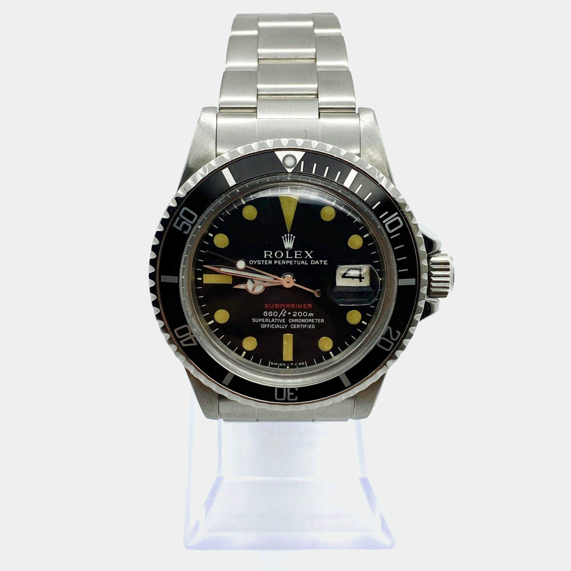 Pre Owned Rolex Submariner 1680 Automatic Black Stainless Steel Men's Wristwatch 40 mm