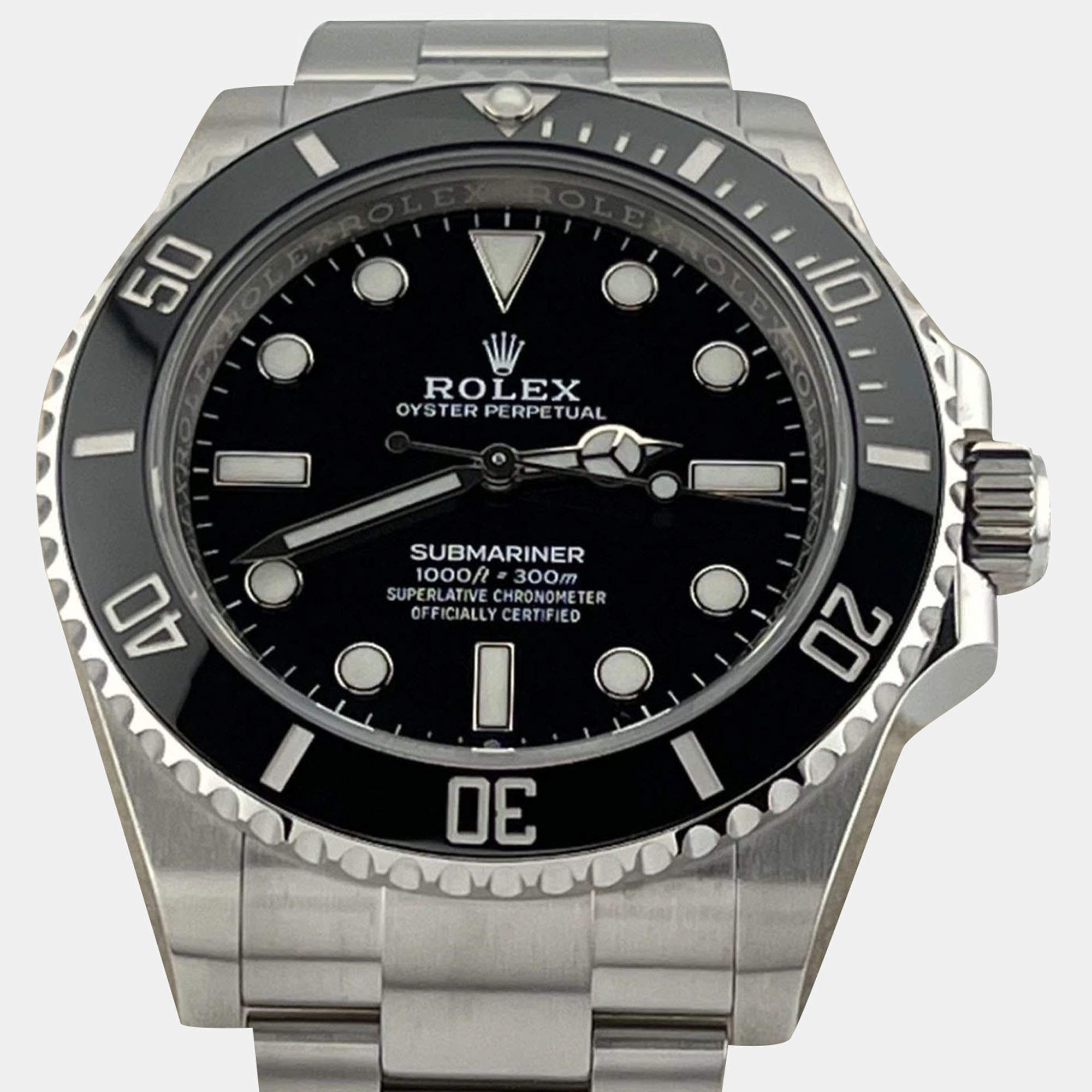 Pre Owned Rolex Submariner 124060 Automatic Black Stainless Steel Men's Wristwatch 41 mm
