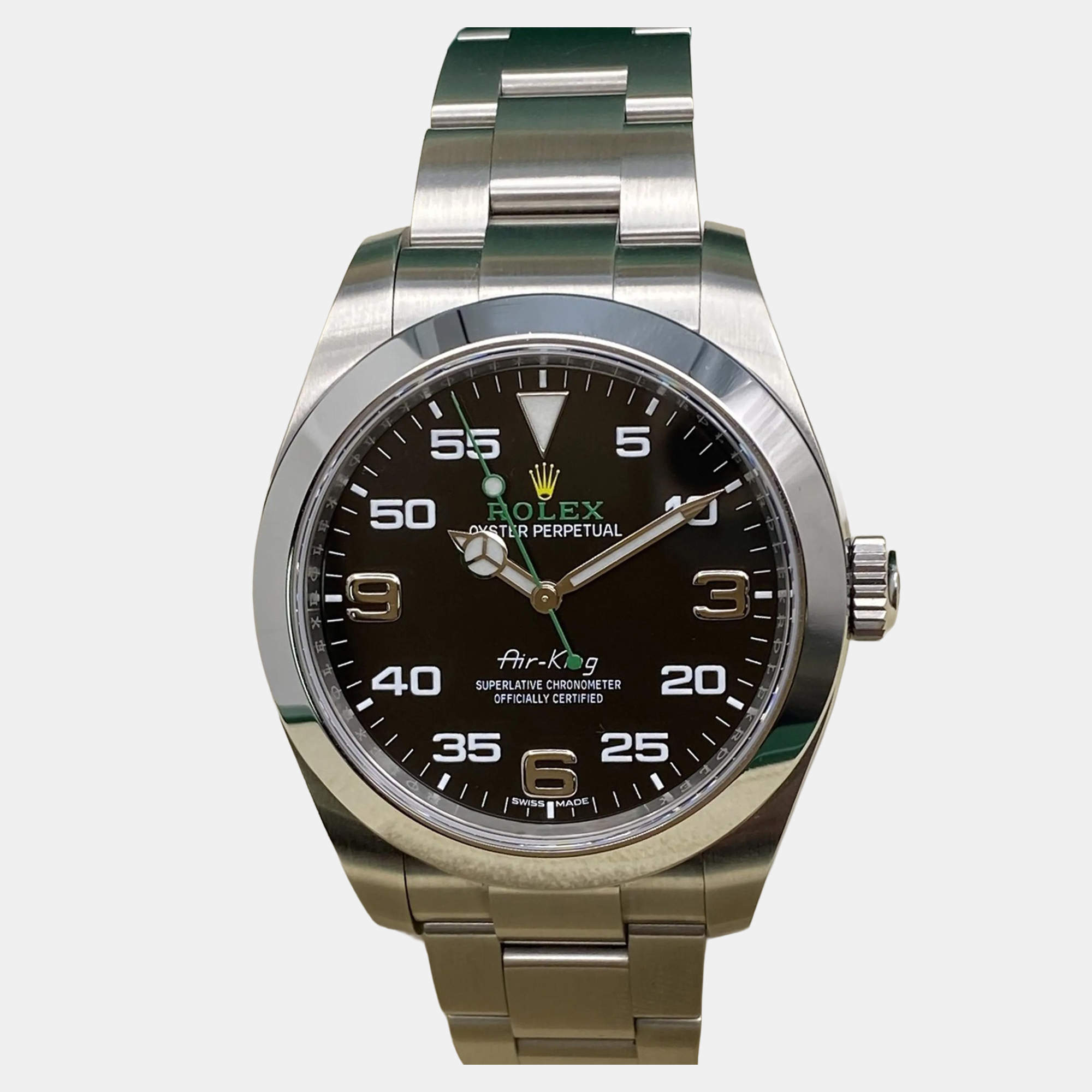 Pre Owned Rolex Air-King 116900 Automatic Black Dial Stainless Steel Men's Wristwatch 40mm