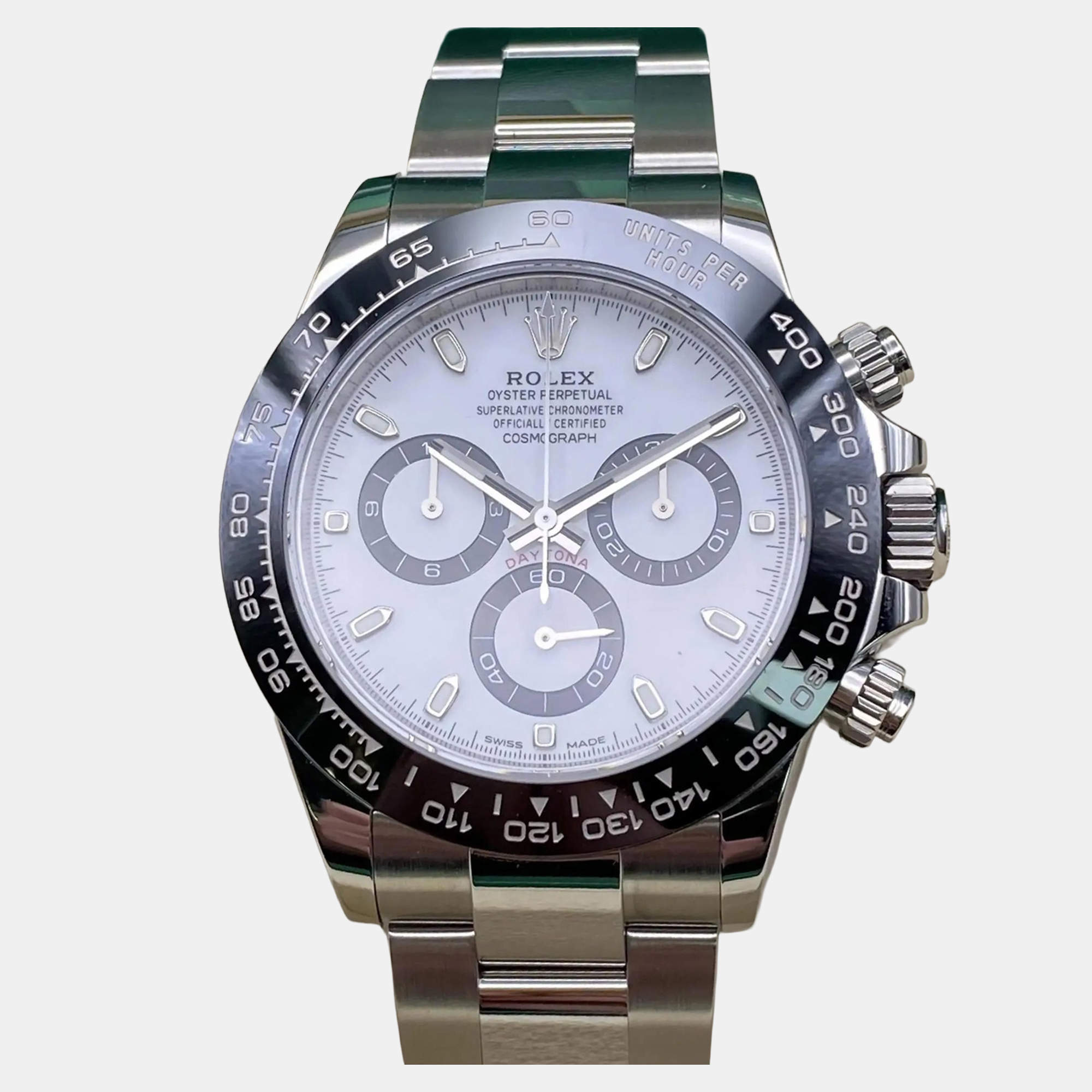 Pre Owned Rolex Cosmograph Daytona 116500LN Automatic Chronograph White Dial Stainless Steel Ceramic Men's Wristwatch 40mm