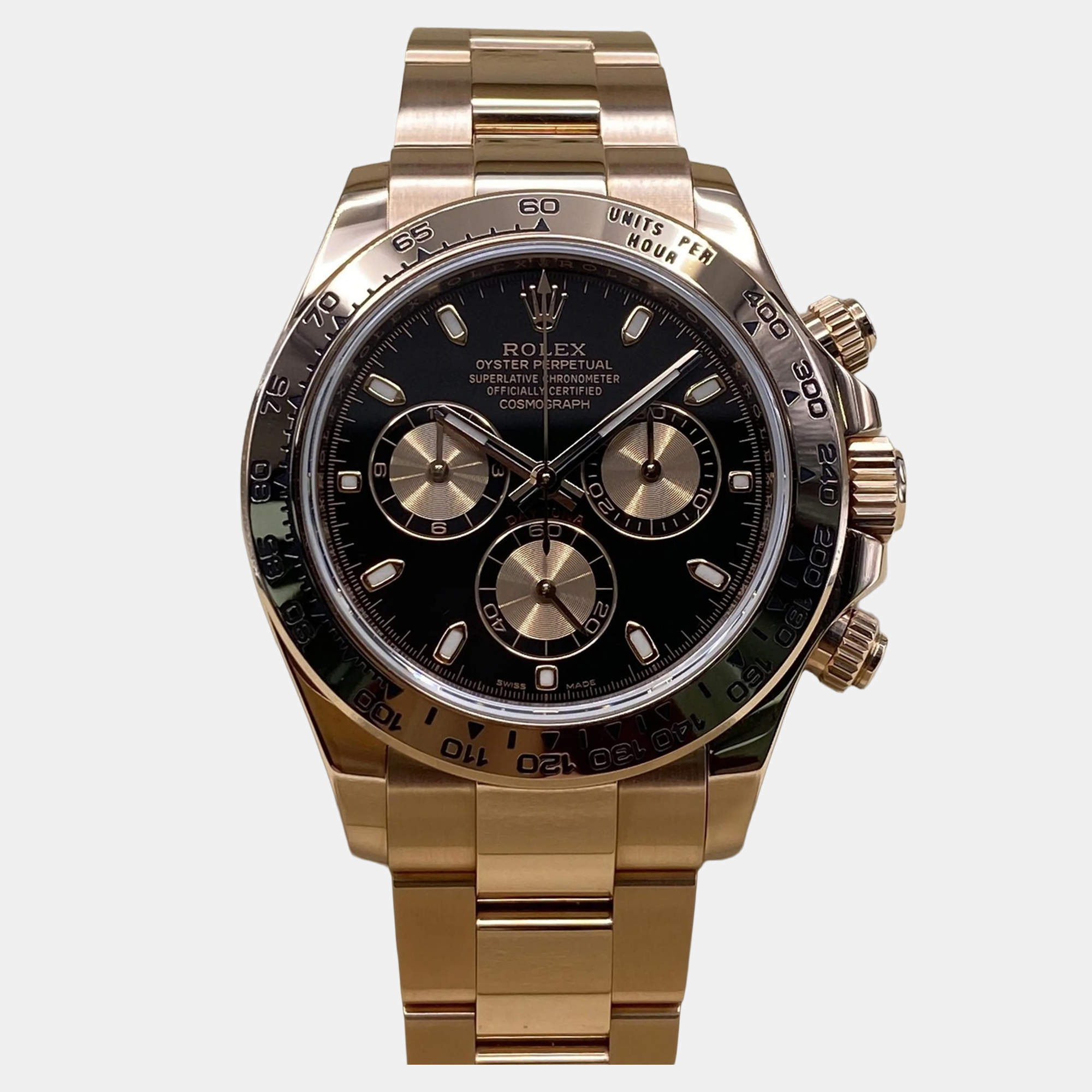 Pre Owned Rolex Cosmograph Daytona 116505 Automatic Chronograph Black Dial 18k Rose Gold Men's Wristwatch 40mm