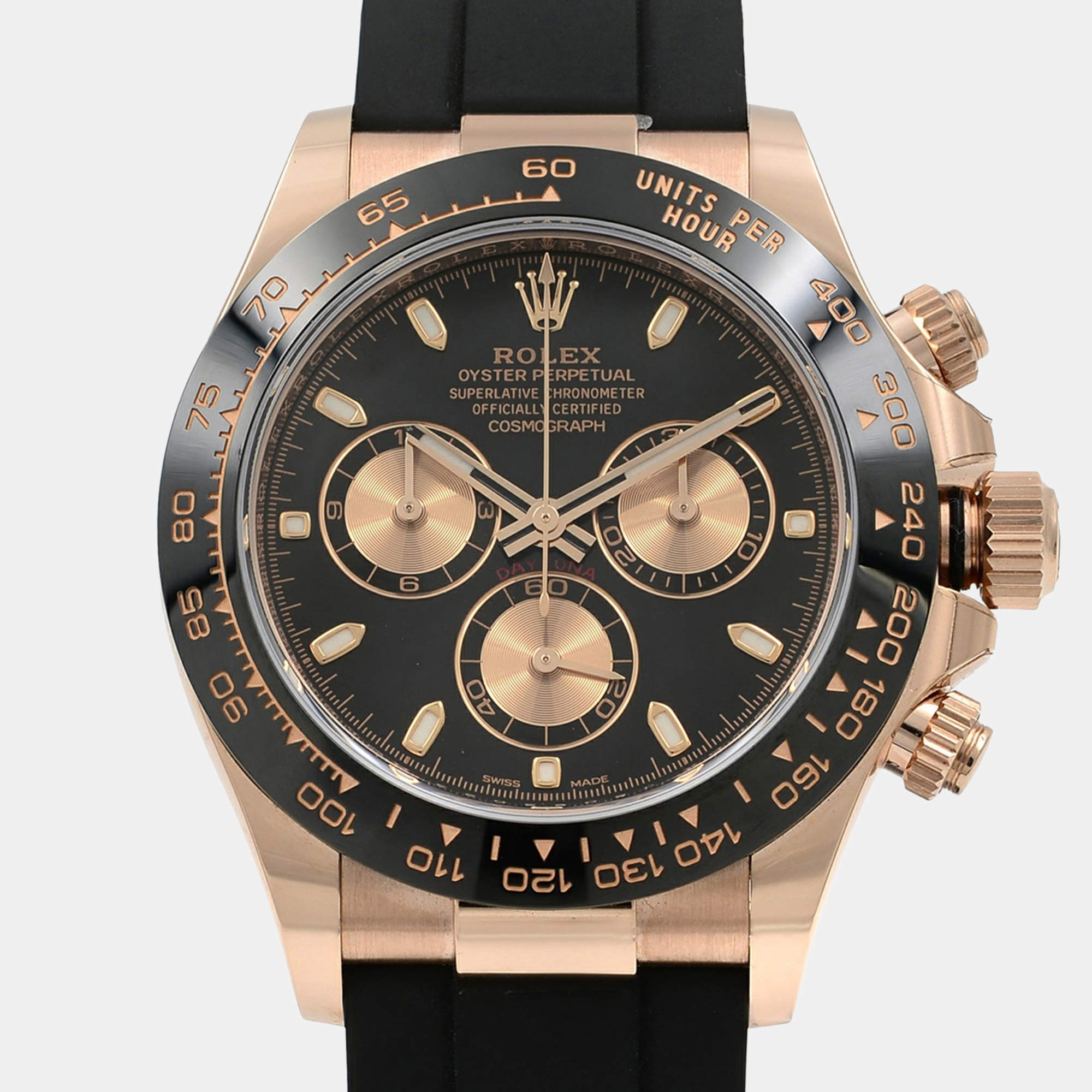 Pre Owned Rolex Cosmograph Daytona 116515LN Automatic Chronograph Black Dial Rose Gold Men's Wristwatch 40mm