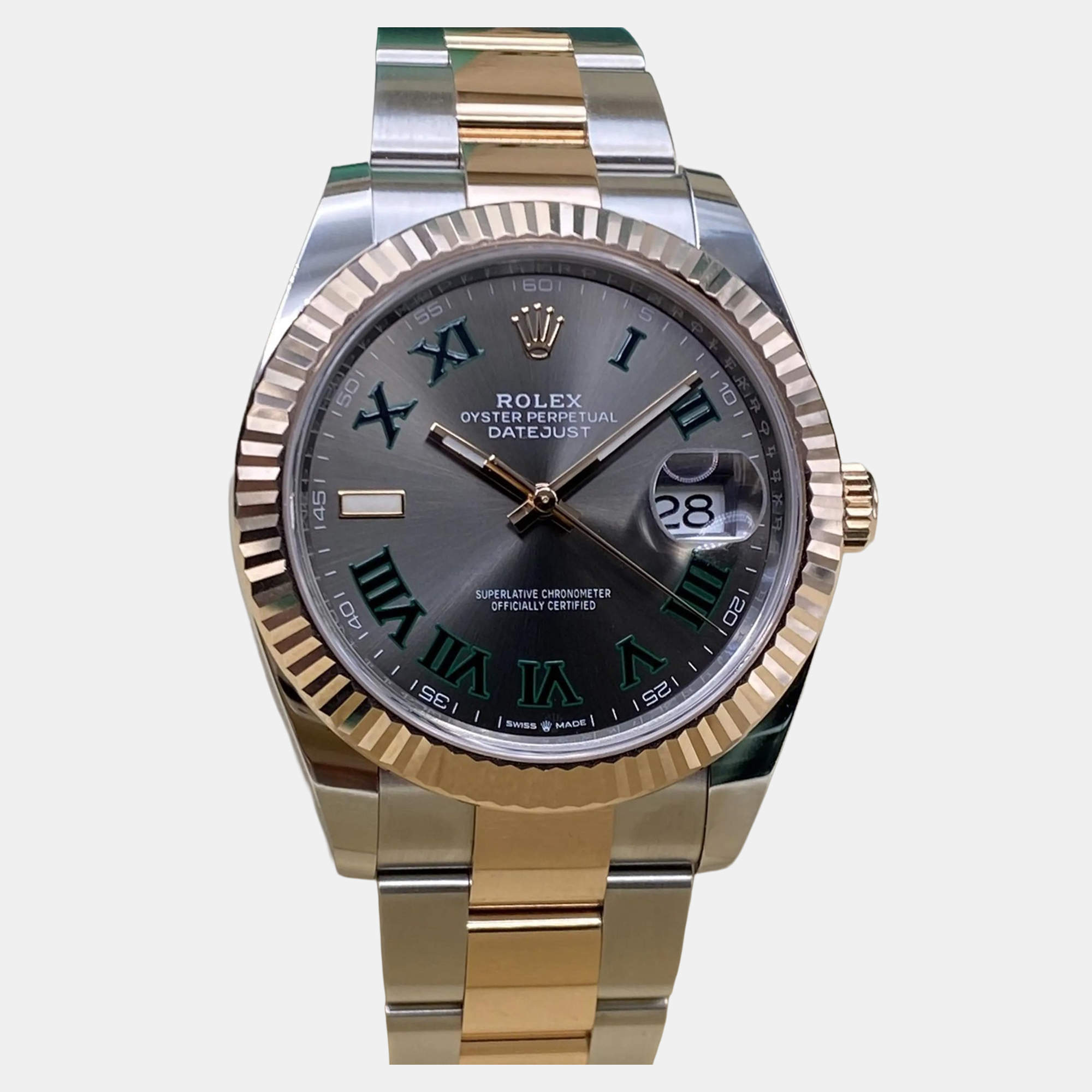 Pre Owned Rolex Datejust 126331 Automatic Wimbledon Dial Stainless Steel 18k Rose Gold Men's Wristwatch 41 mm
