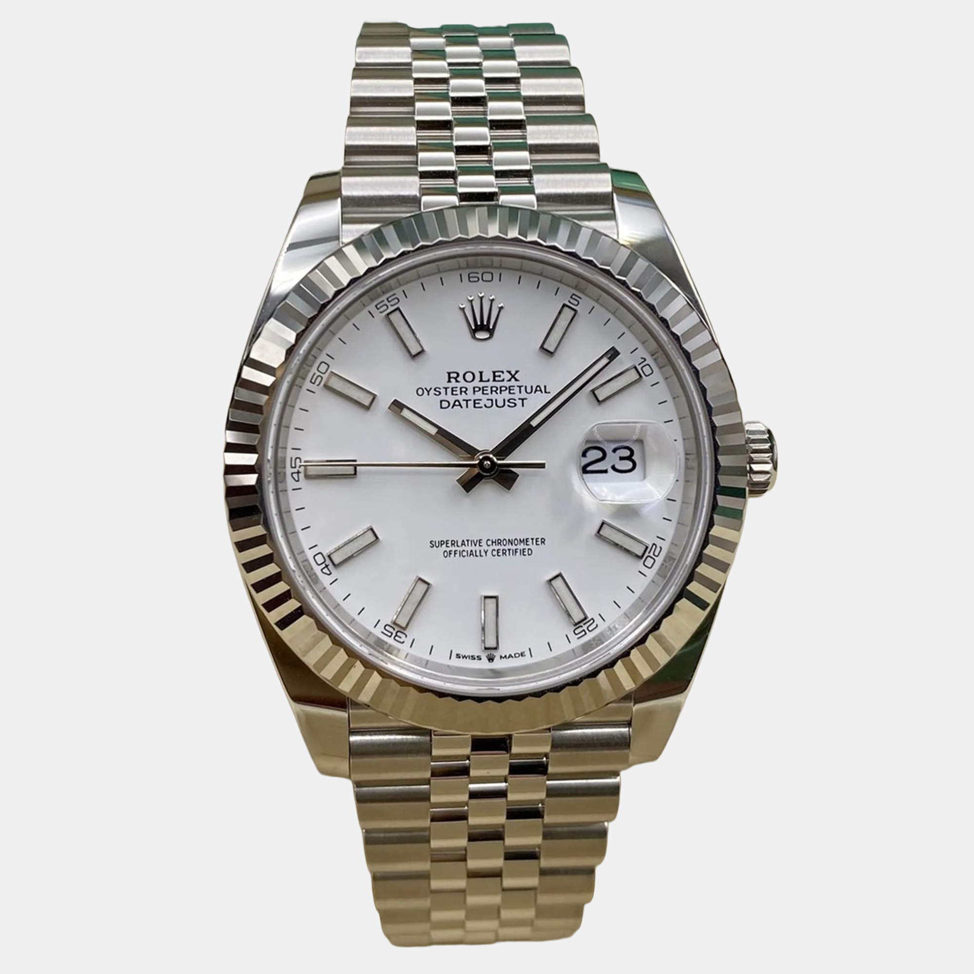 Pre Owned Rolex Datejust 126334 Automatic White Dial Stainless Steel Men's Wristwatch 41mm