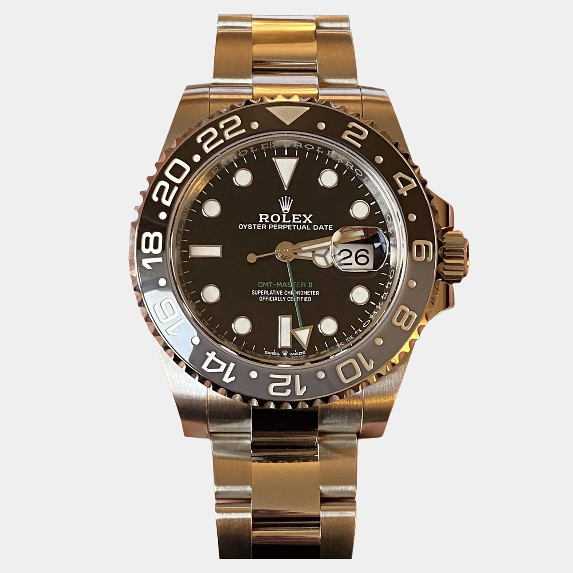 Pre Owned Rolex GMT-Master II 126710GRNR Automatic Black Dial Stainless Steel Men's Wristwatch 40mm