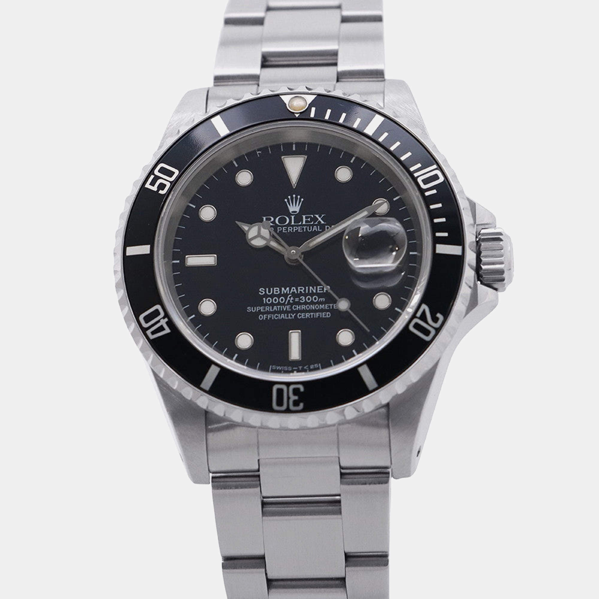 Pre Owned Rolex Submariner 16610 Automatic Black Stainless Steel Men's Wristwatch 40 mm