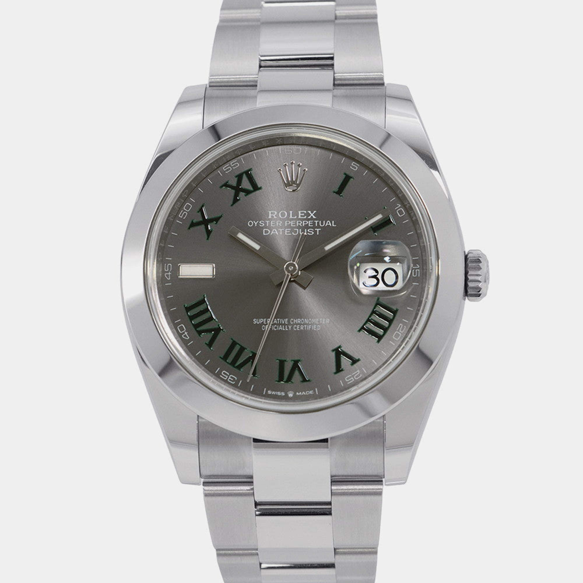 Pre Owned Rolex Datejust 126300 Automatic Grey Stainless Steel Men's Wristwatch 41 mm