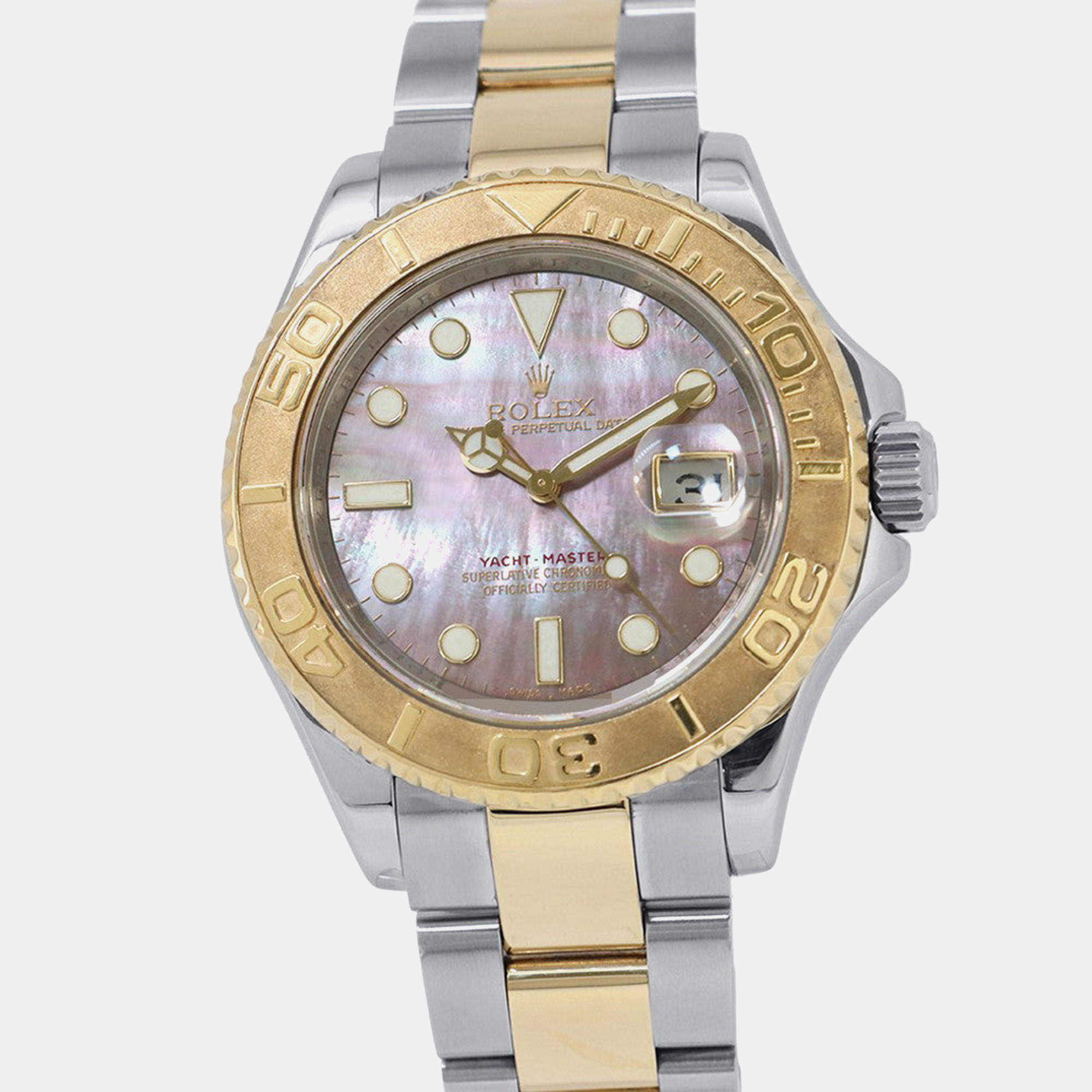 Pre Owned Rolex Yacht-Master 16623NC Automatic Black Shell 18k Yellow Gold Stainless Steel  Men's Wristwatch 40 mm