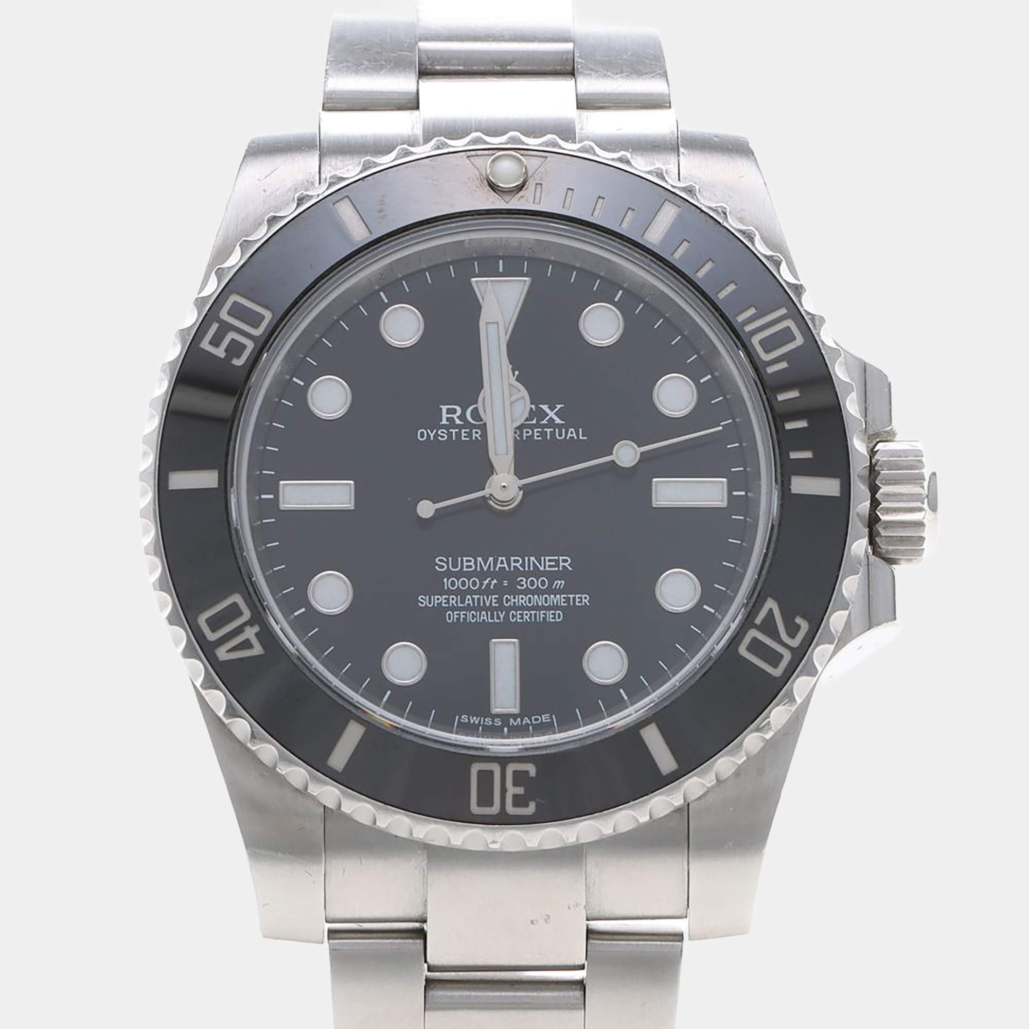 Pre Owned Rolex Submariner 114060 Automatic Stainless Steel Men's Wristwatch 40 mm