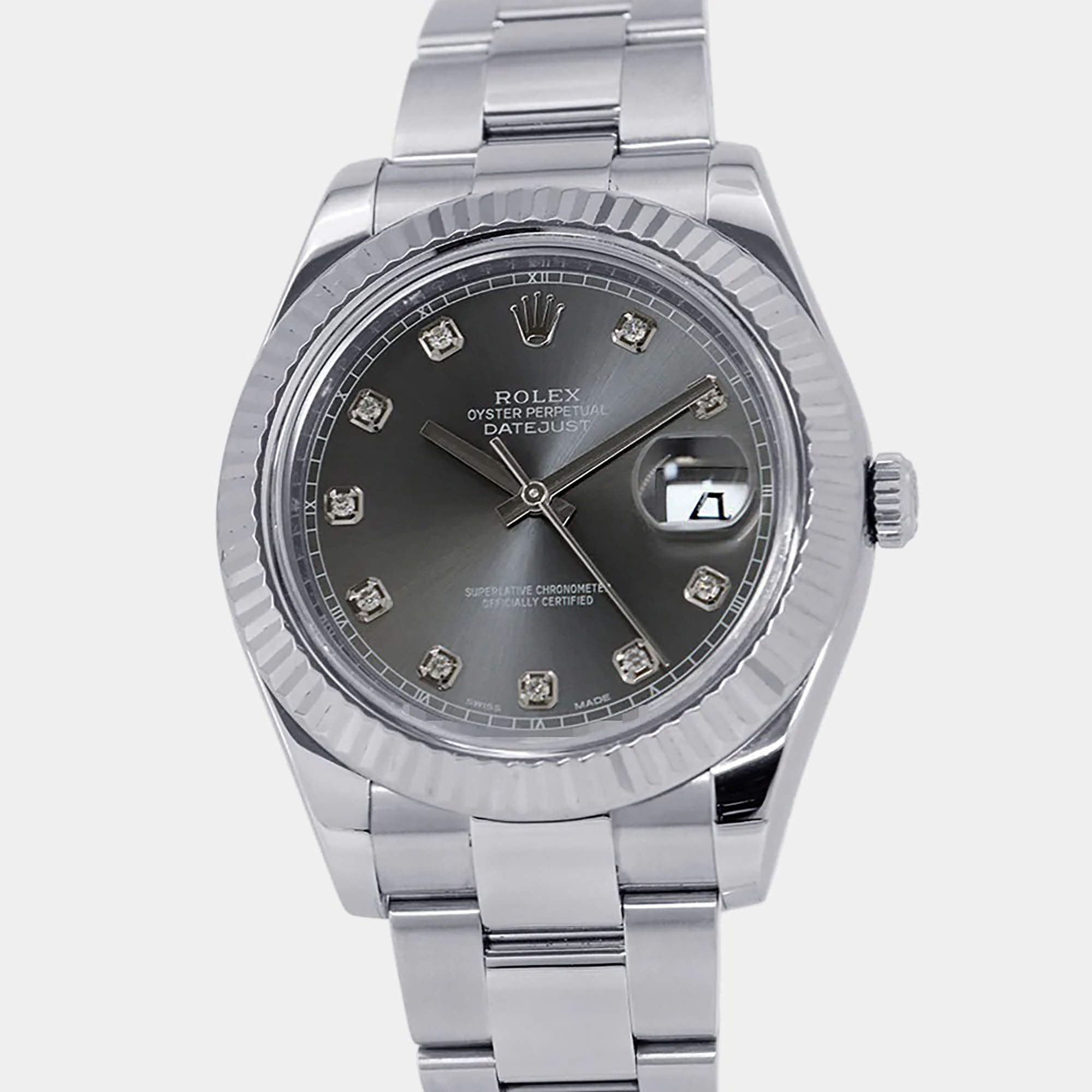 مملوكة مسبقًا Rolex Datejust 116334 Grey Stainless Steel Automatic Men's Wristwatch 41mm