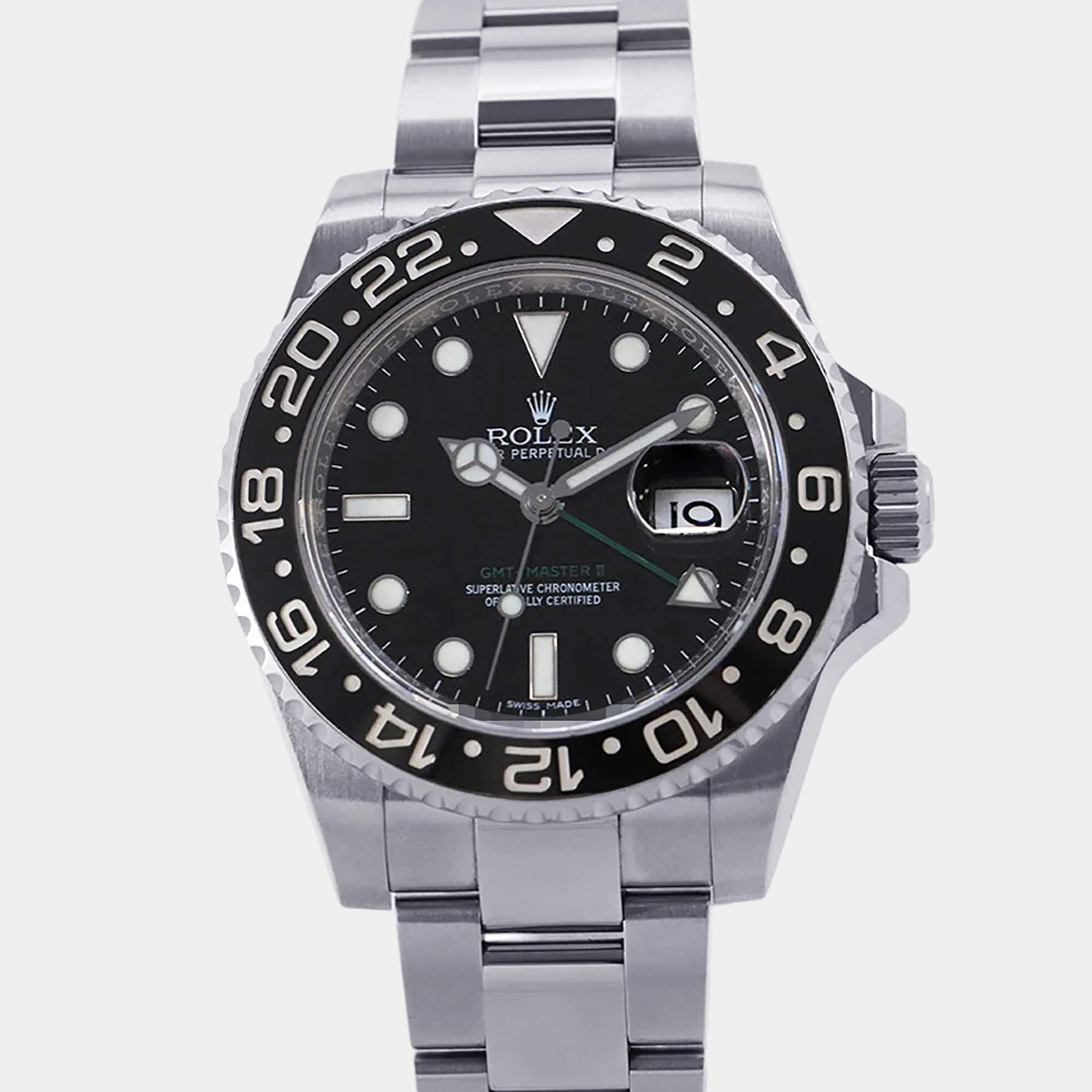 Pre Owned Rolex GMT-Master II 116710LN Black Stainless Steel Automatic Men's Wristwatch 40mm