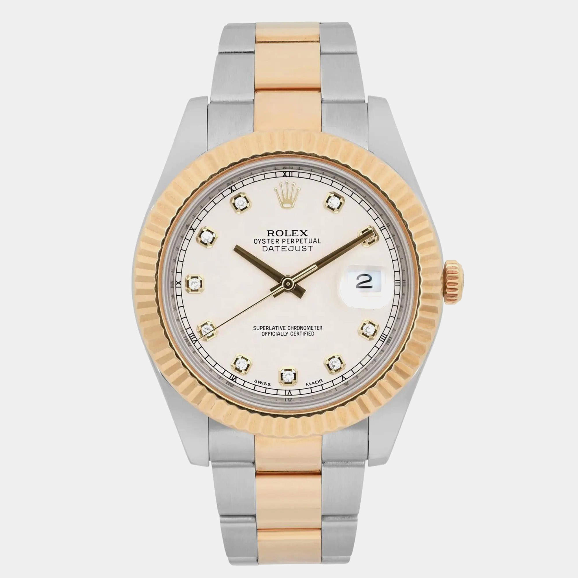 Pre Owned Rolex Datejust II 116333 White Yellow Gold, Stainless Steel Automatic Men's Wristwatch 41mm