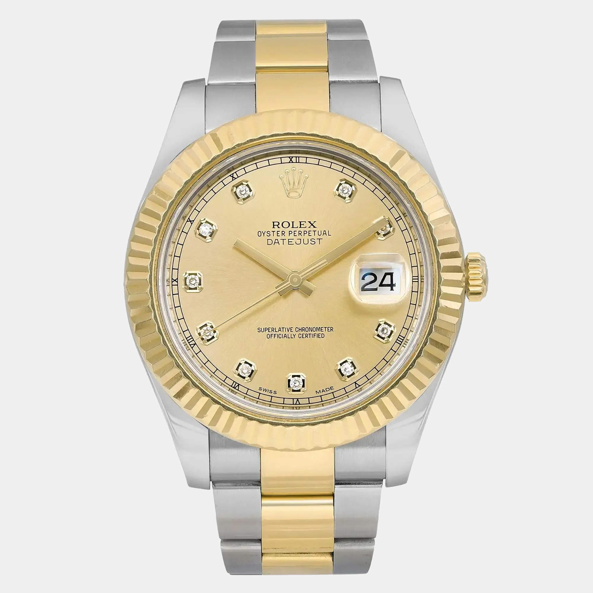 مملوكة مسبقًا Rolex Datejust II 116333 Automatic Gold Diamonds Stainless Steel and Gold Men's Wristwatch 41mm