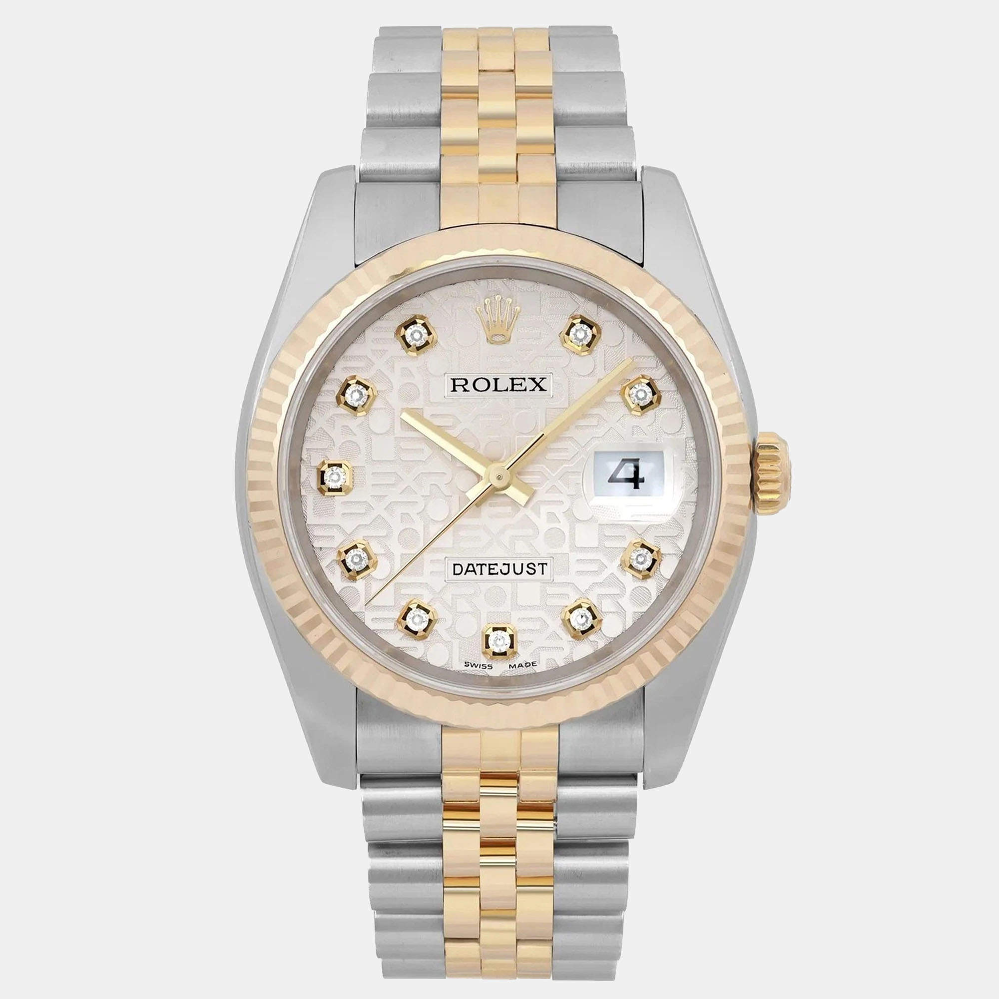 Pre Owned Rolex Datejust 116233 Silver Rose Gold, Stainless Steel, Diamond Automatic Men Wristwatch 36mm