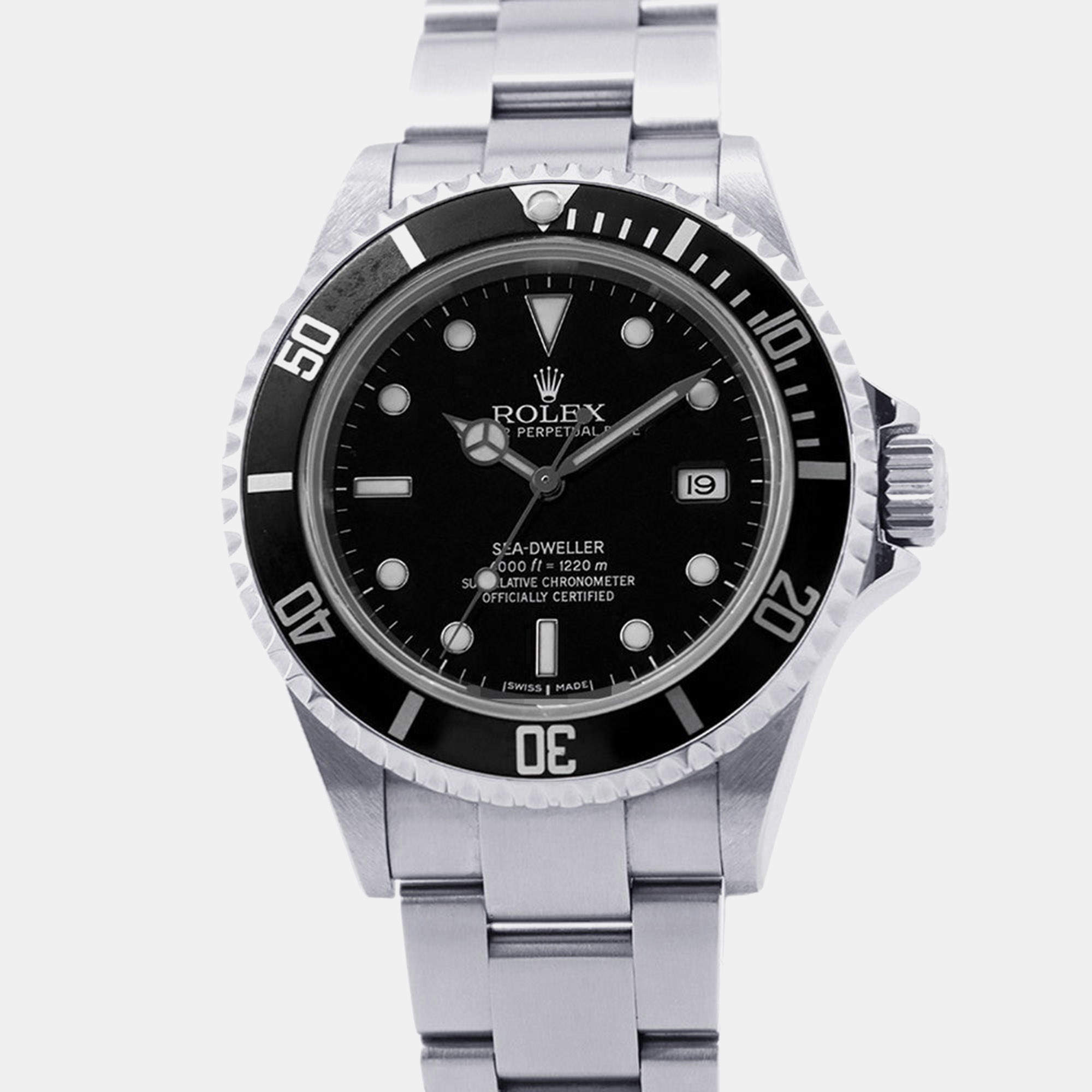 Pre Owned Rolex Sea-Dweller 16600 Automatic Black Dial Stainless Steel Men's Wristwatch 40mm