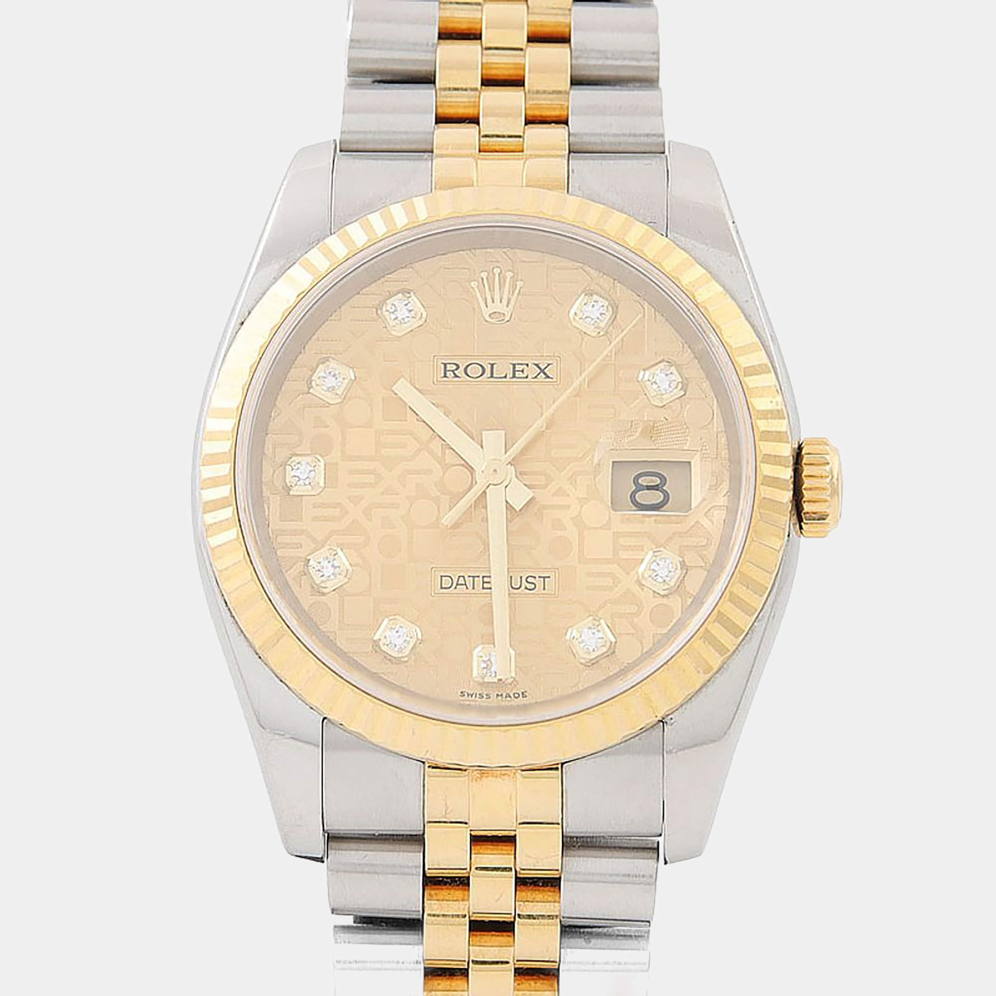 Pre Owned Rolex Datejust 116233 Gold 18K Yellow Gold, Stainless Steel, Diamond Automatic Men's Wristwatch 36mm