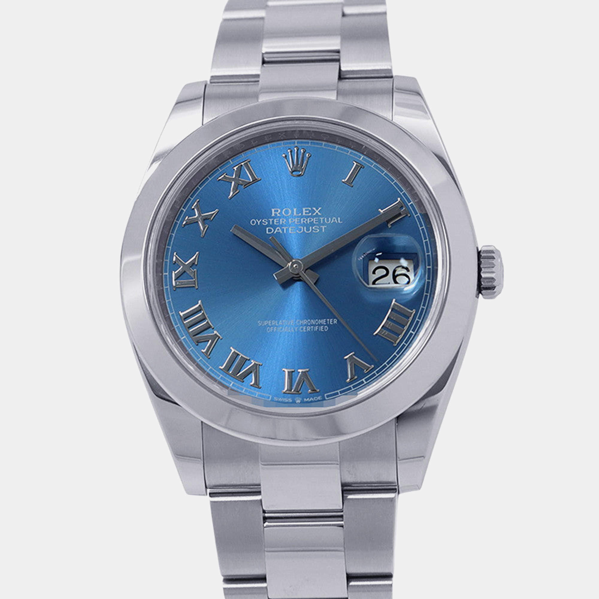 Pre Owned Rolex Datejust 126300 Blue Stainless Steel Automatic Men Wristwatch 41mm
