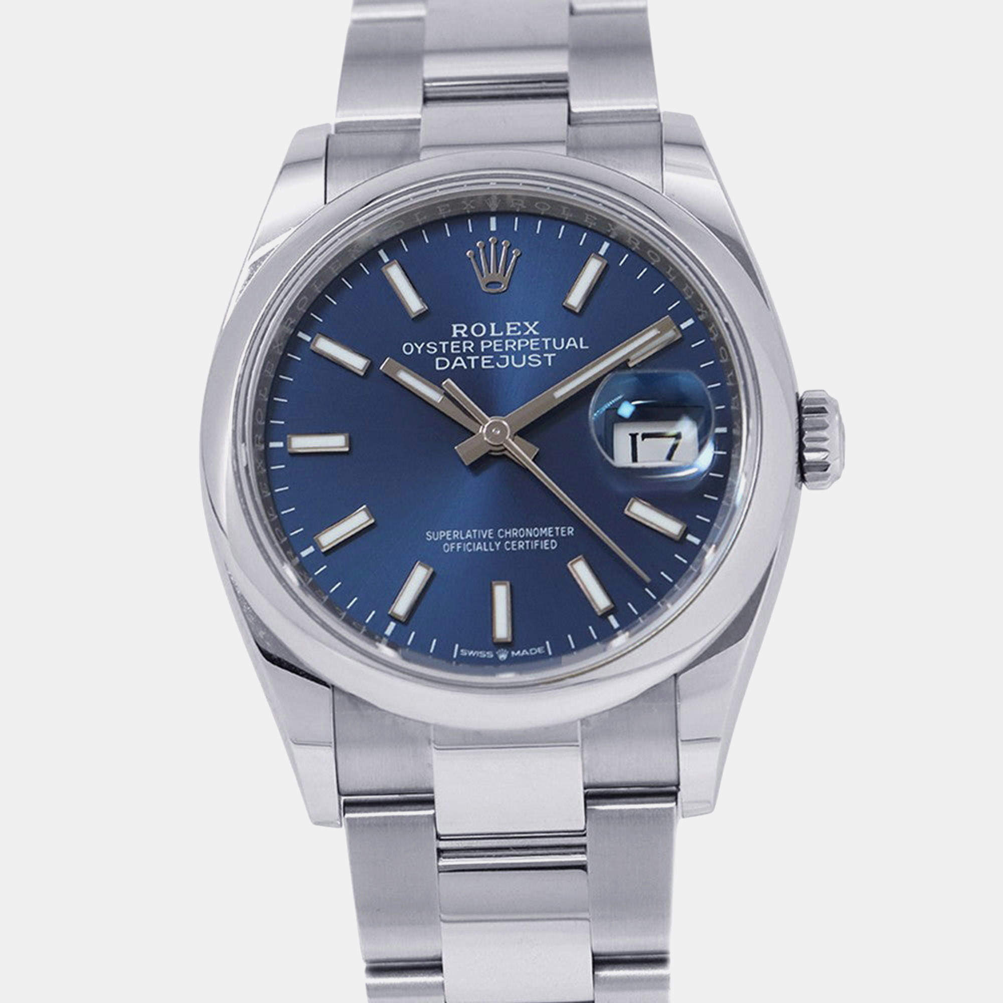 Pre Owned Rolex Datejust 126200 Blue Stainless Steel Automatic Men's Wristwatch 36mm