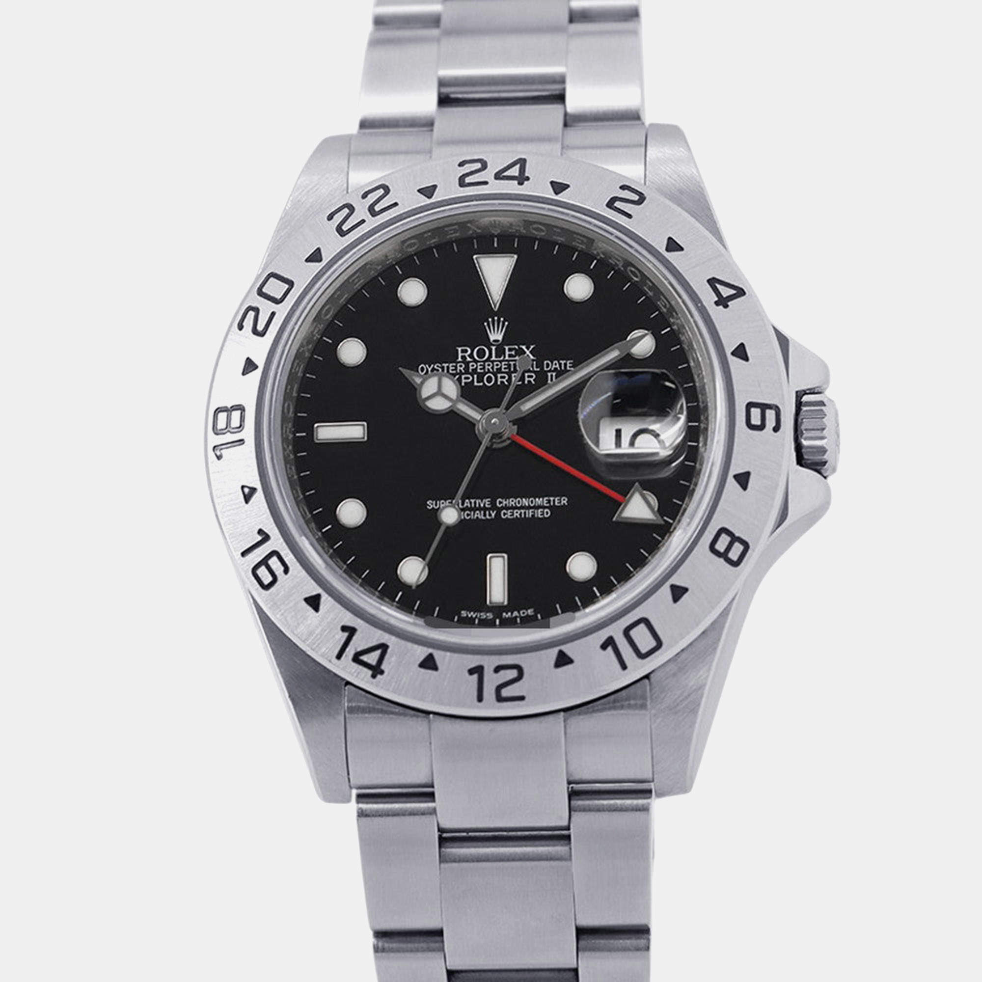 Pre Owned Rolex Explorer II 16570 Black Stainless Steel Automatic Men's Watches 40mm