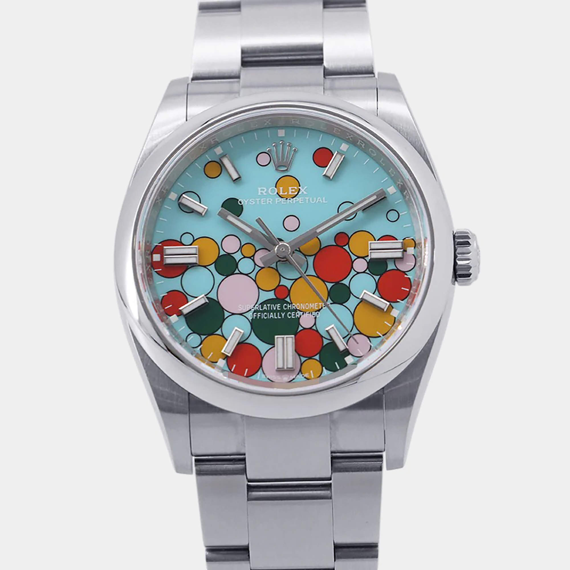 Pre Owned Rolex Oyster Perpetual 126000 Turquise Blue Celebration Dial Stainless Steel Automatic Men's Watches 36mm