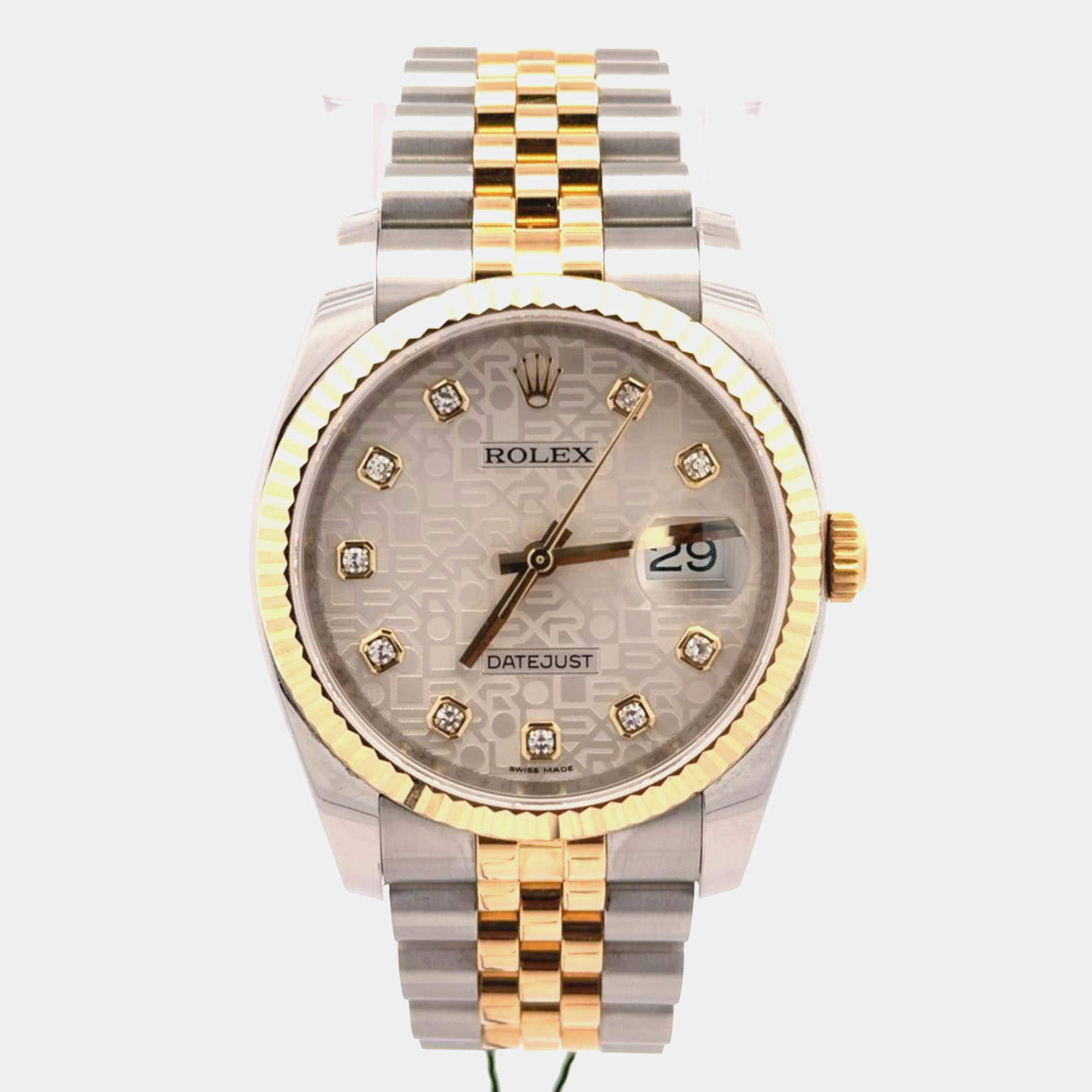 Pre Owned Rolex Datejust 116233 Silver 18K Yellow Gold, Stainless Steel, Diamond Automatic Men's Watches 36mm