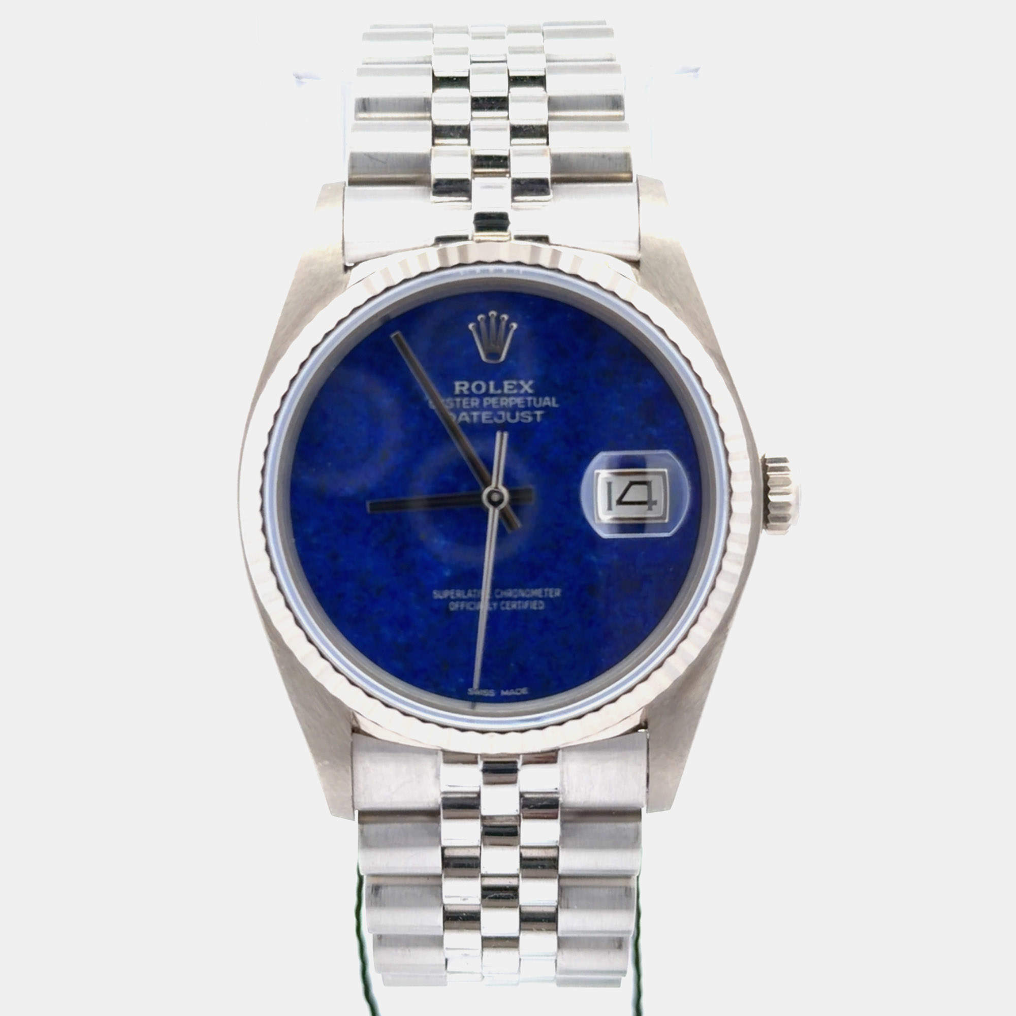 مملوكة مسبقًا Rolex Datejust 16019 Blue 18K White Gold Automatic Men's Wristwatch 36mm