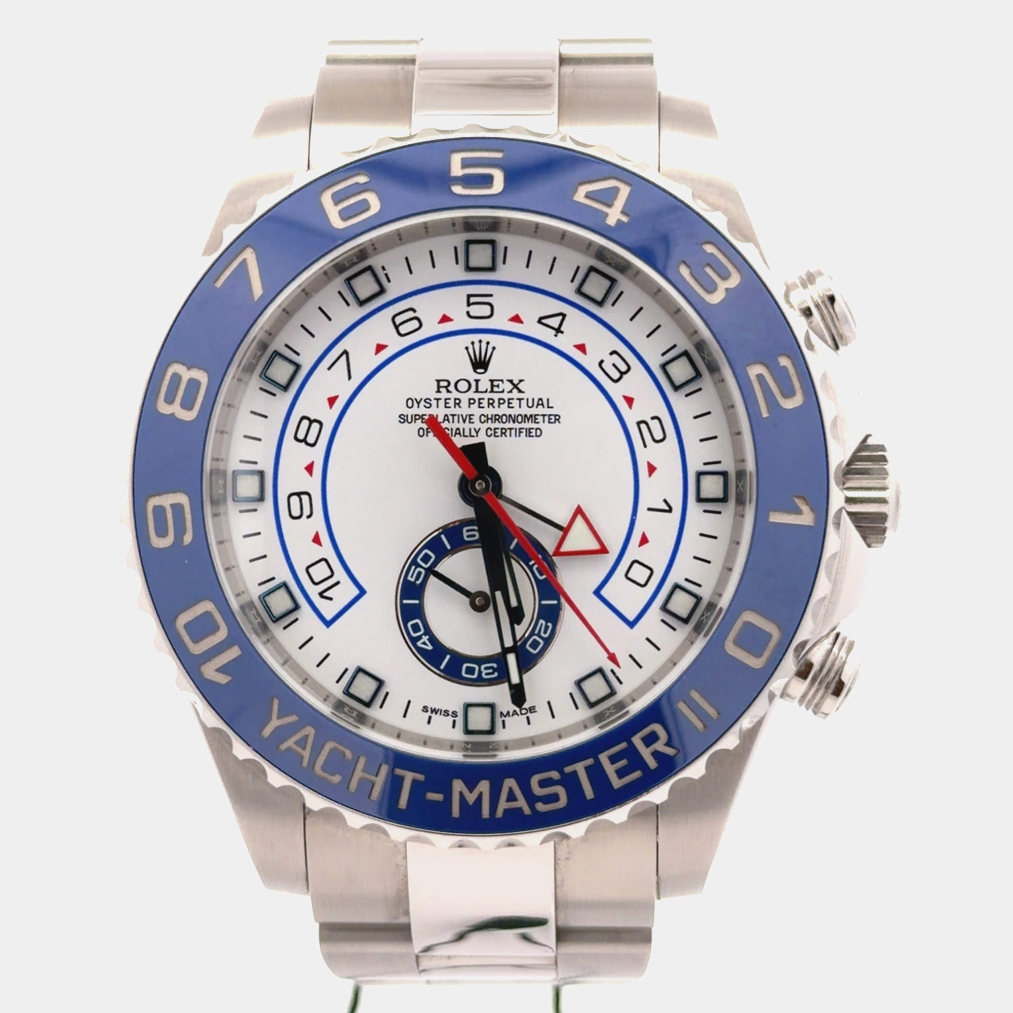 Pre Owned Rolex Yacht-Master II 116680 White Stainless Steel Automatic Men's Wristwatch 44mm