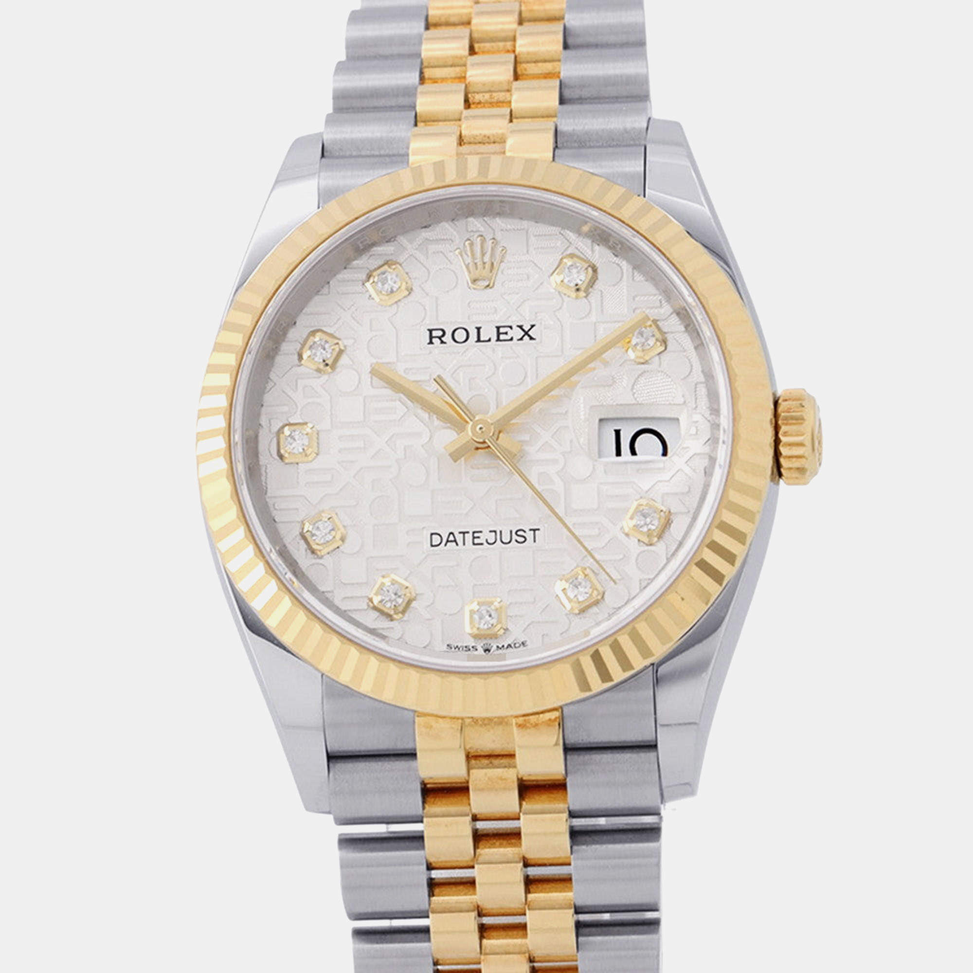Pre Owned Rolex Datejust 126233G White 18K Yellow Gold, Diamond Automatic Men's Wristwatch 36mm