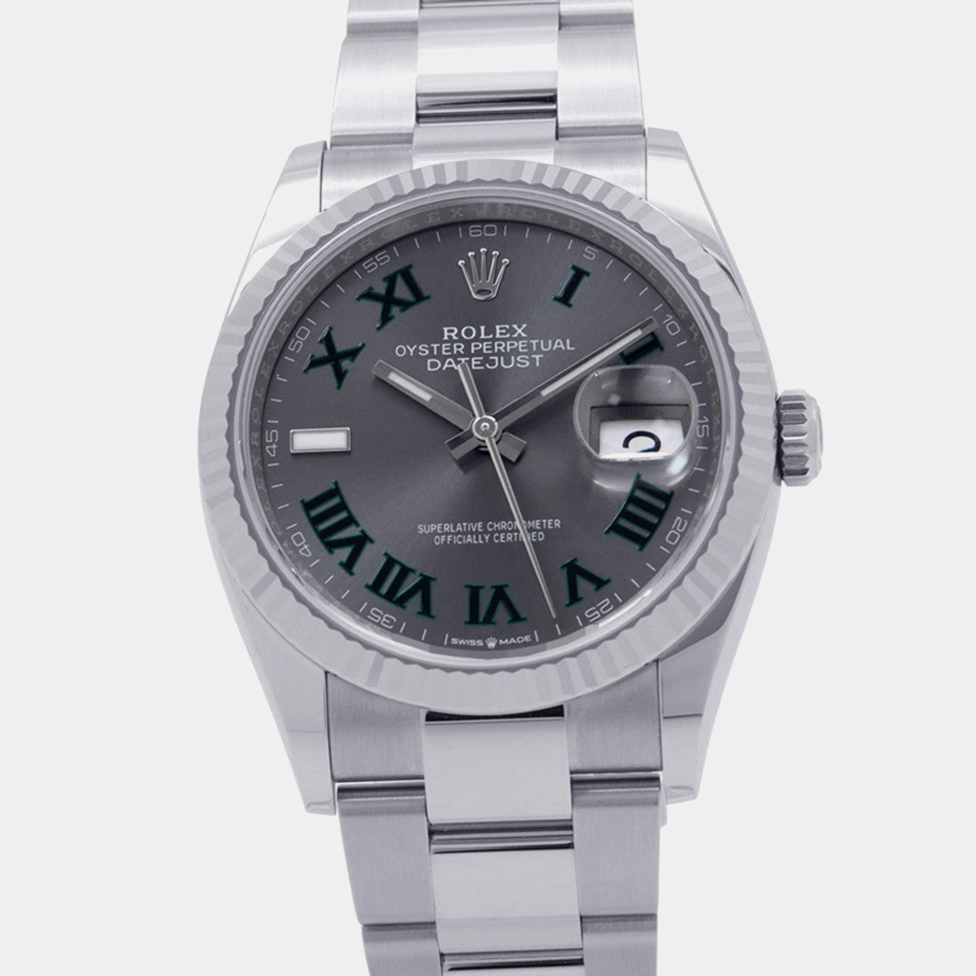 Pre Owned Rolex Datejust 126234 Grey Stainless Steel Automatic Men's Wristwatch 36mm