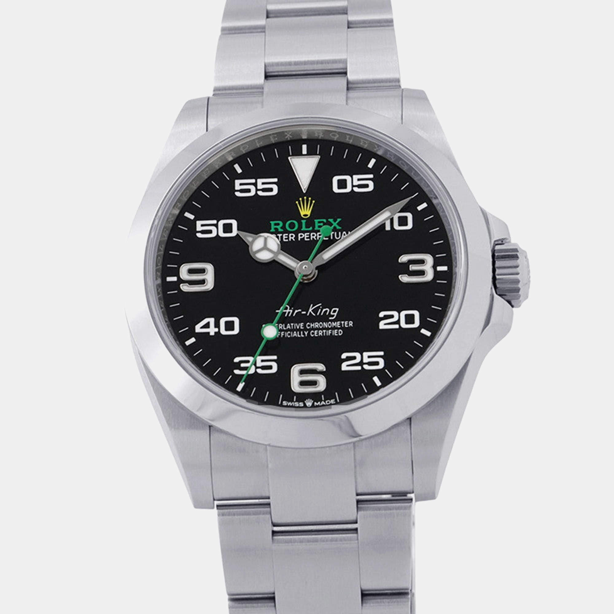Pre Owned Rolex Air-King 126900 Black Stainless Steel Automatic Men's Wristwatch 40mm