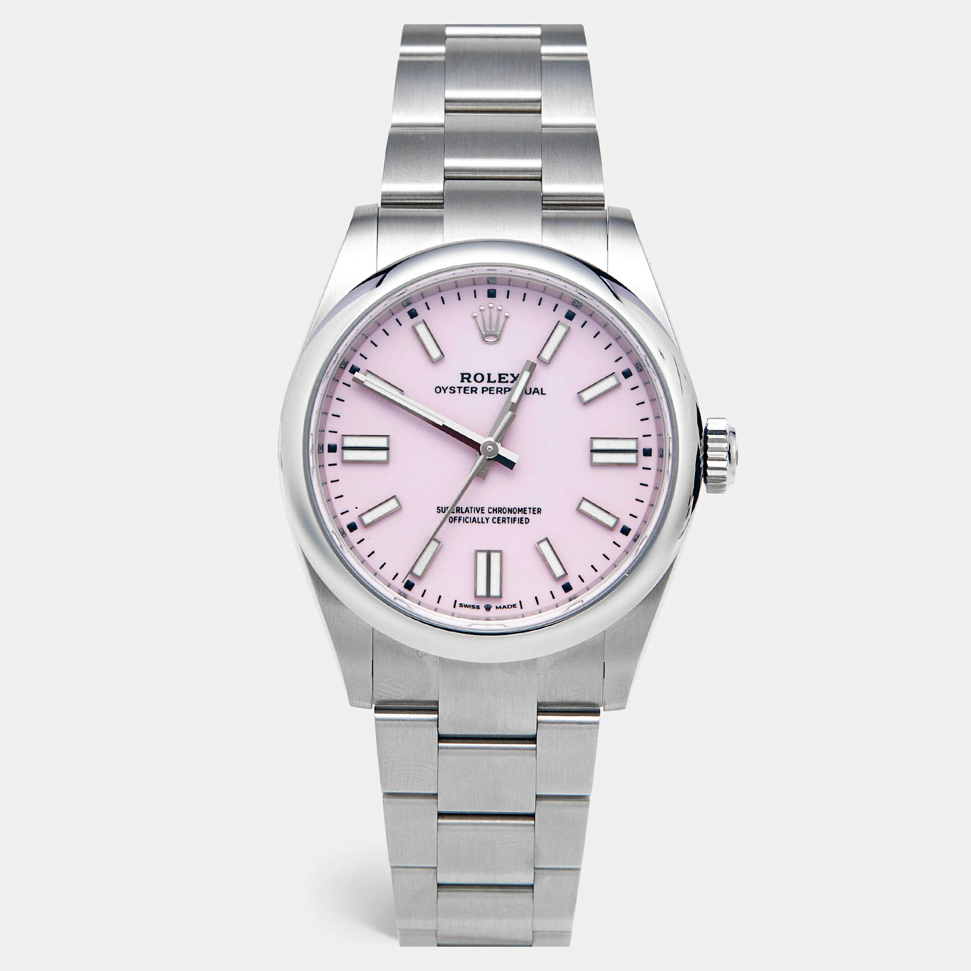Pre Owned Rolex Oyster Perpetual M134300-0013 Candy Pink Dial Oystersteel Unisex Wristwatch 41 mm