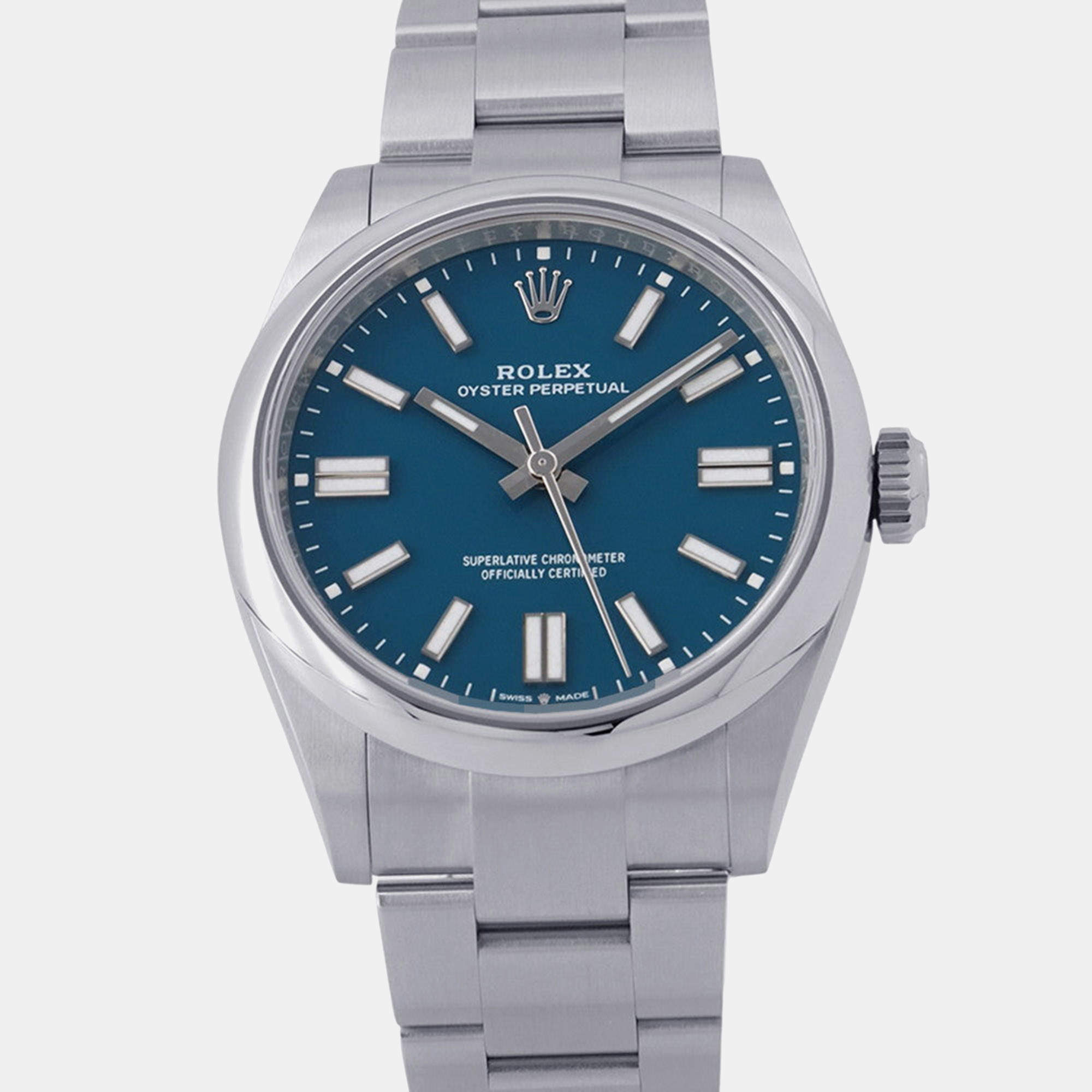Pre Owned Rolex Oyster Perpetual 134300 Blue Stainless Steel Automatic Men's Watches 41mm
