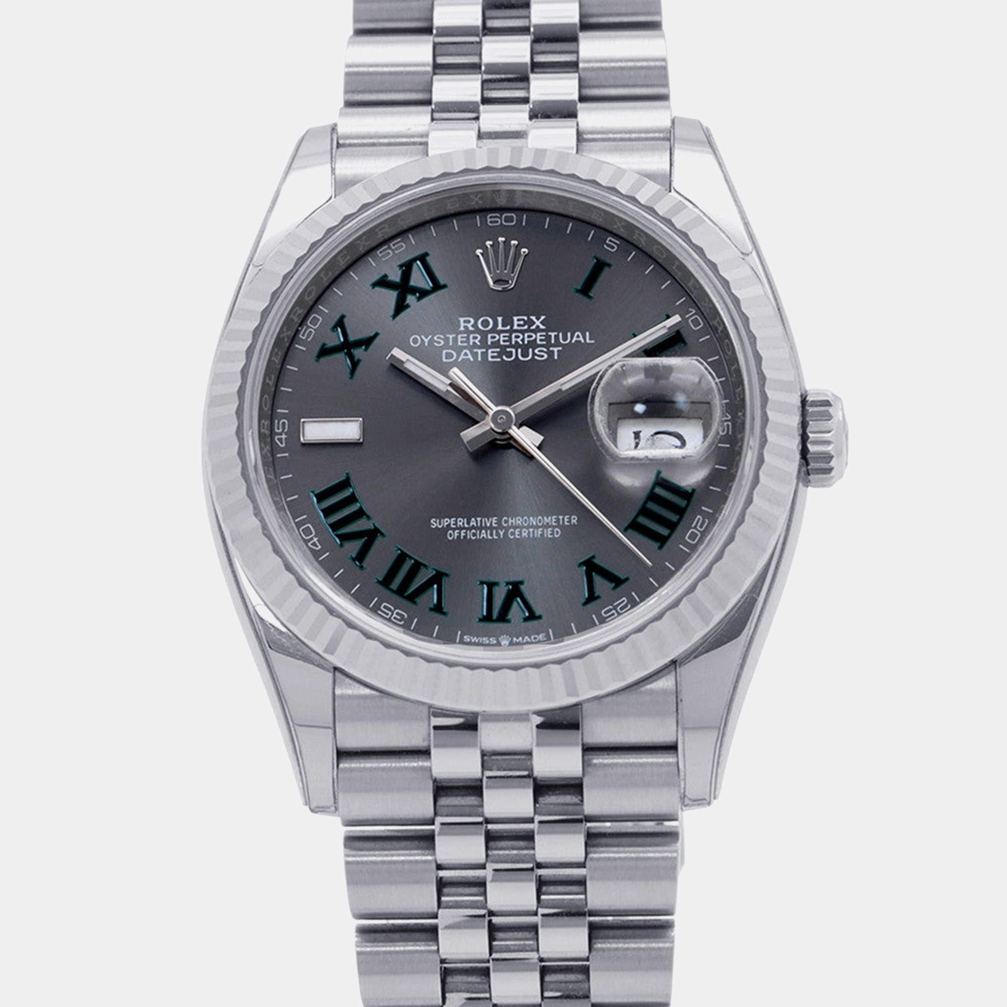 Pre Owned Rolex Datejust 126234 Slate 18K White Gold, Stainless Steel Automatic Men's Watches 36mm