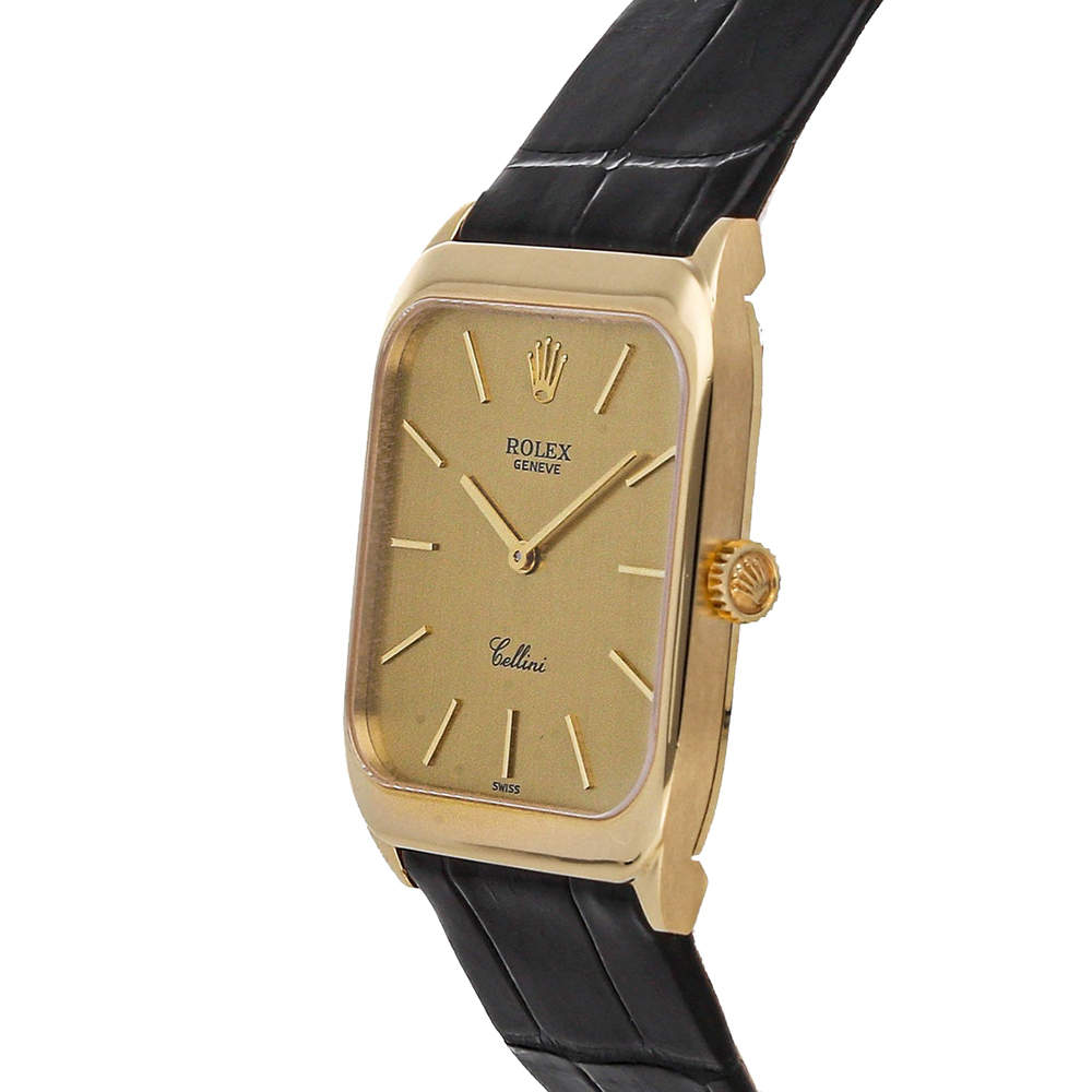Rolex Champagne 18K Yellow Gold Cellini 4135/8 Men's Wristwatch 27 x 32 MM  Rolex | TLC