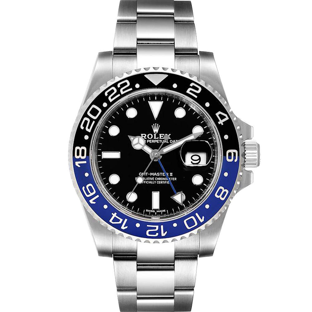 Rolex Black Stainless Steel GMT Master II Batman 116710 Men's Wristwatch 40 MM
