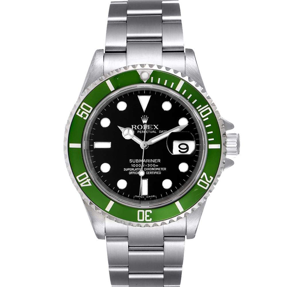 Rolex Black Stainless Steel Submariner Kermit 16610LV Men's Wristwatch 40MM