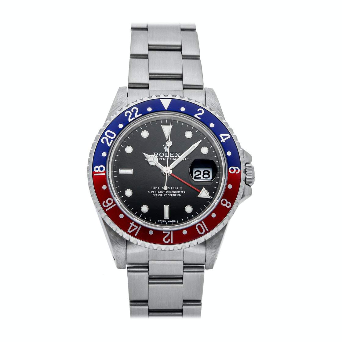 Pre Owned Rolex Black Stainless Steel GMT-Master II "Pepsi" 16710 Men's Wristwatch 40 MM