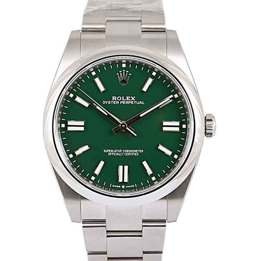 Rolex Green Stainless Steel Oyster Perpetual Men's Wristwatch 41 MM
