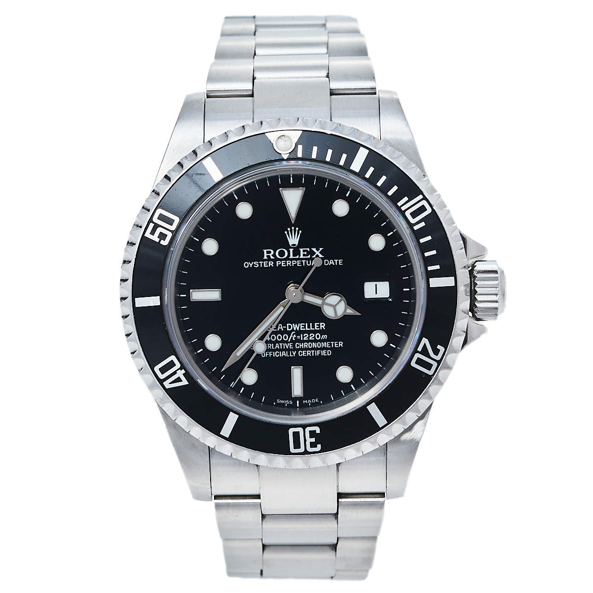 Pre Owned ساعة يد رجالية رولكس سي-دويلير 16600 T أوتوماتيكية ستانلس ستيل سوداء 40 مم