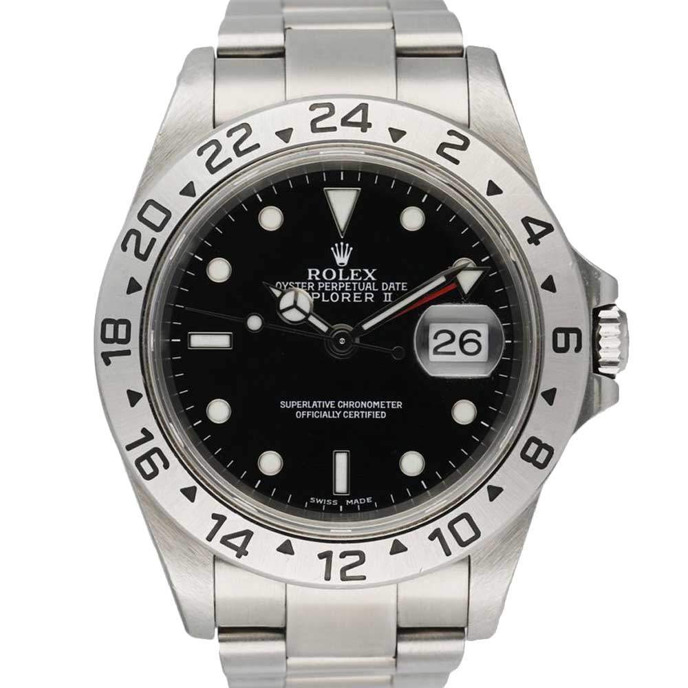 Rolex Black Stainless Steel Explorer II 16570 Men's Wristwatch 40 MM